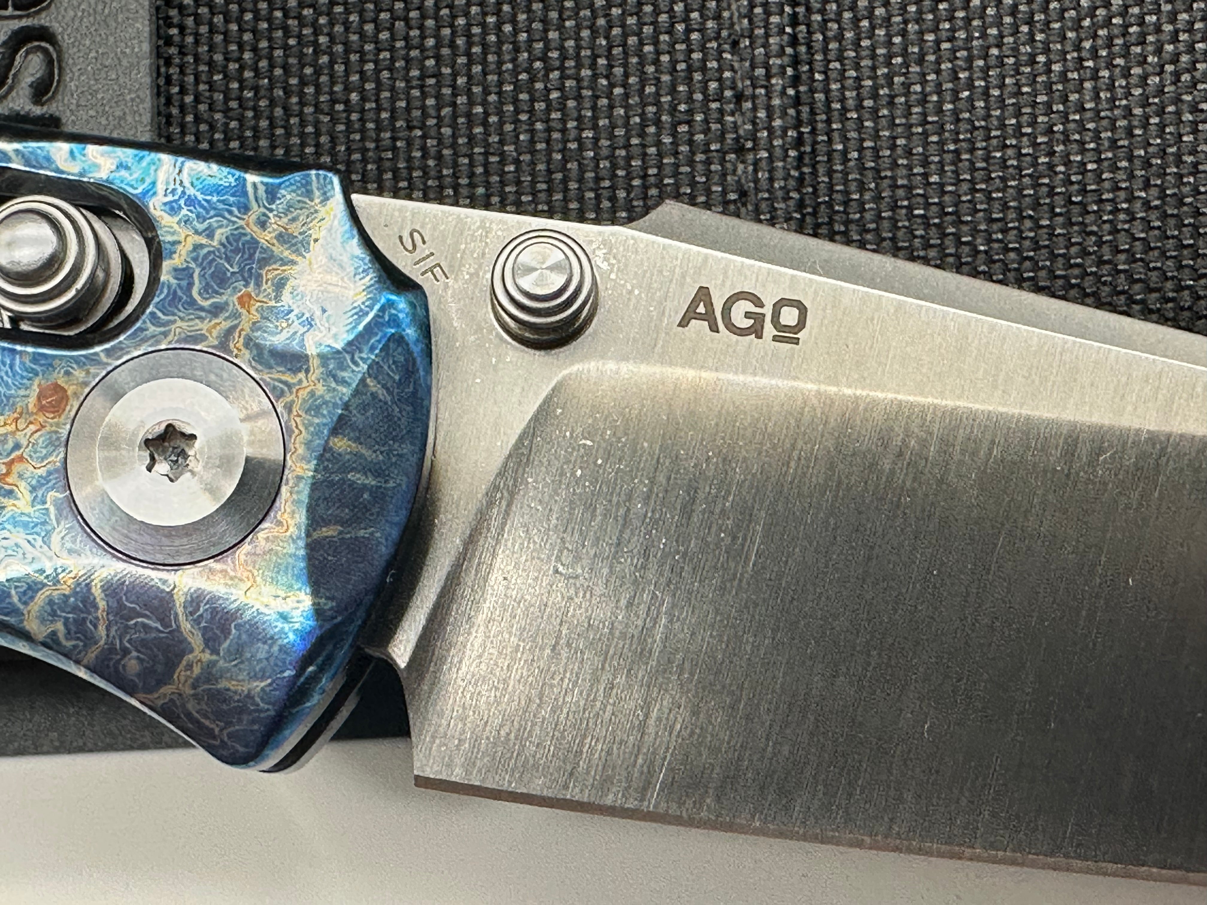 KANSEPT SIF CROSSBAR LOCK TITANIUM LIGHTNING STRIKE FINISH HANDLE (3.76" CPM S35VN BLADE)