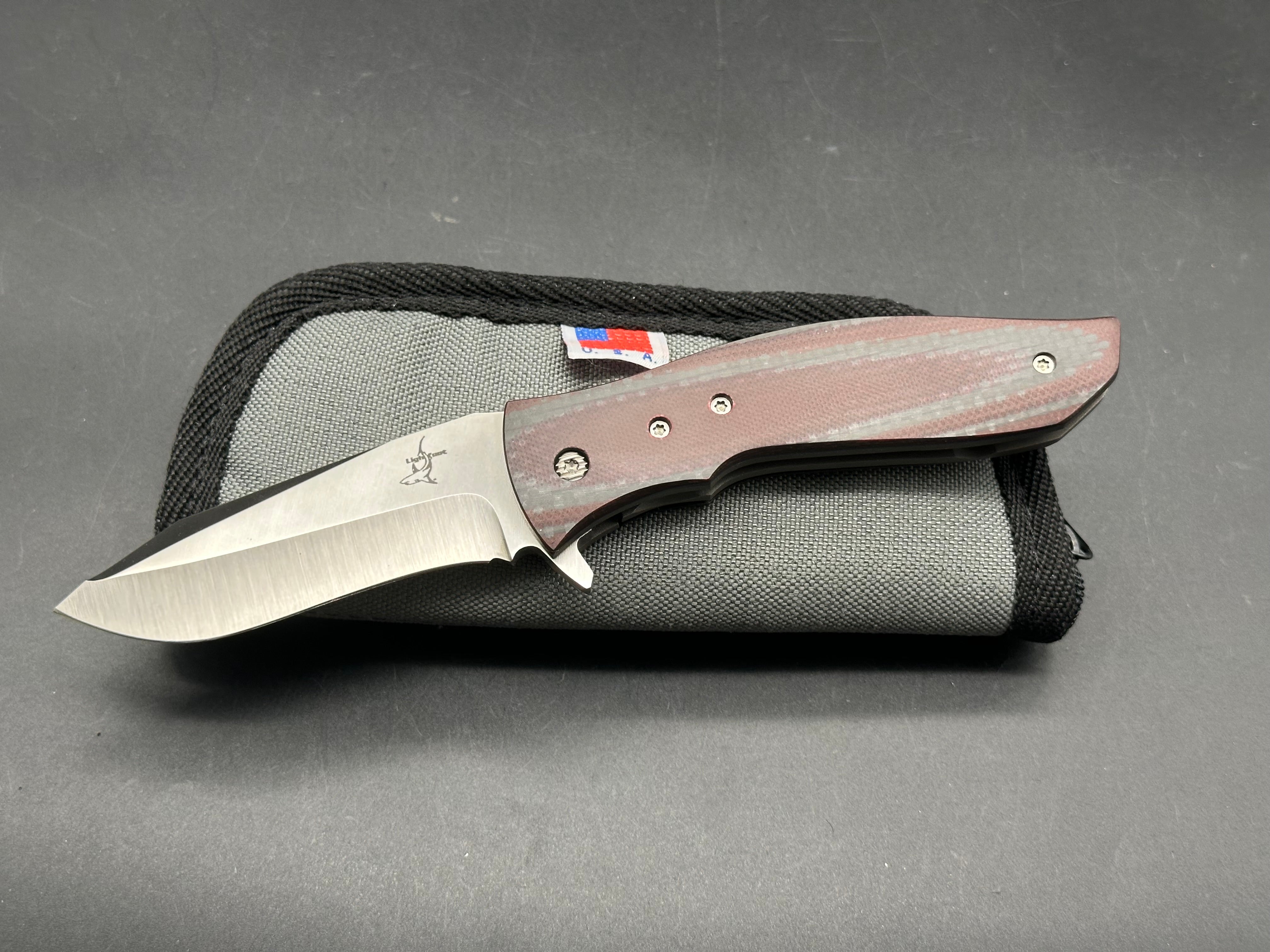 Greg Lightfoot Custom Bullwhip, CPM 154 blade, red carbon fiber handle