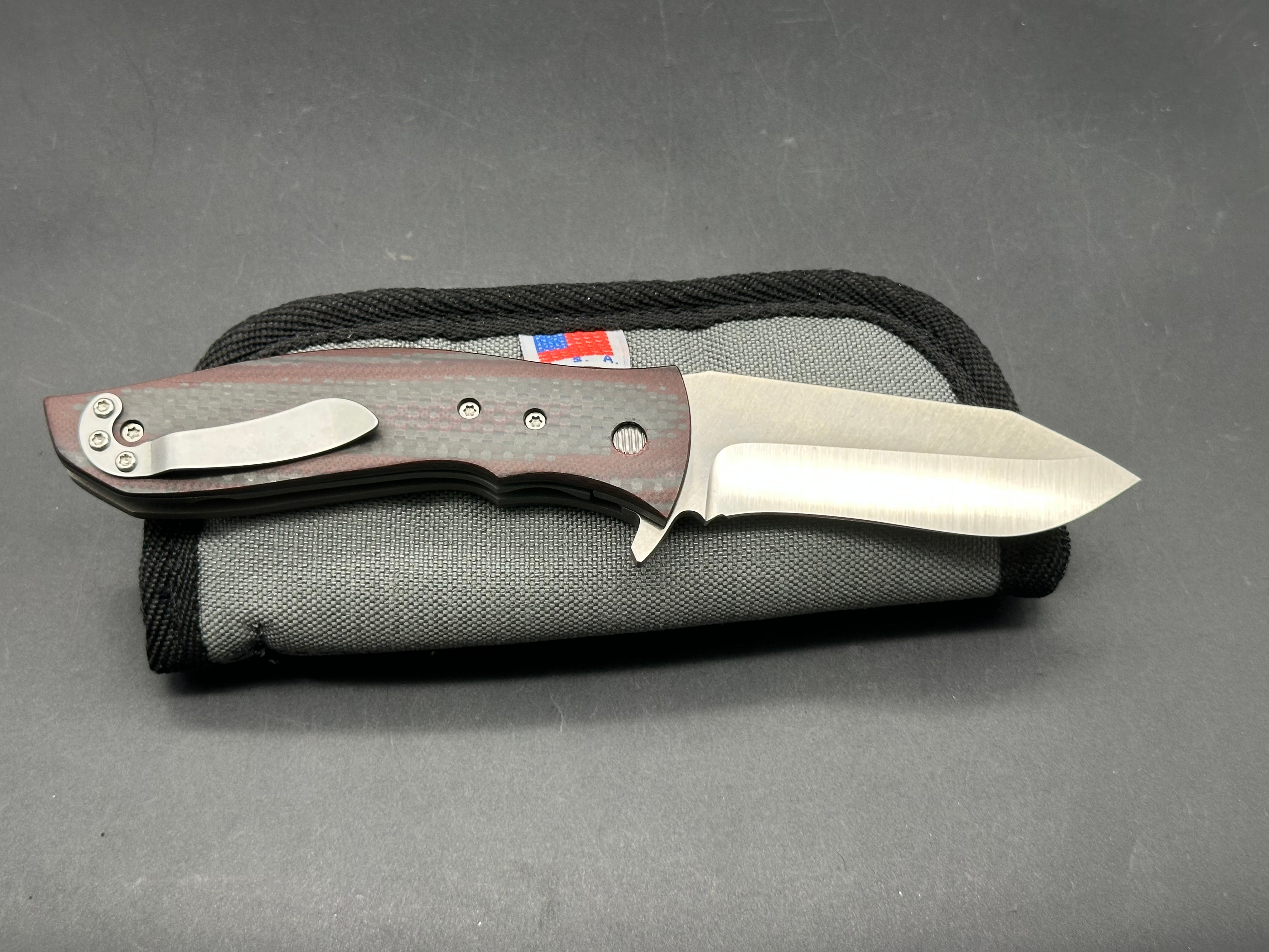 Greg Lightfoot Custom Bullwhip, CPM 154 blade, red carbon fiber handle