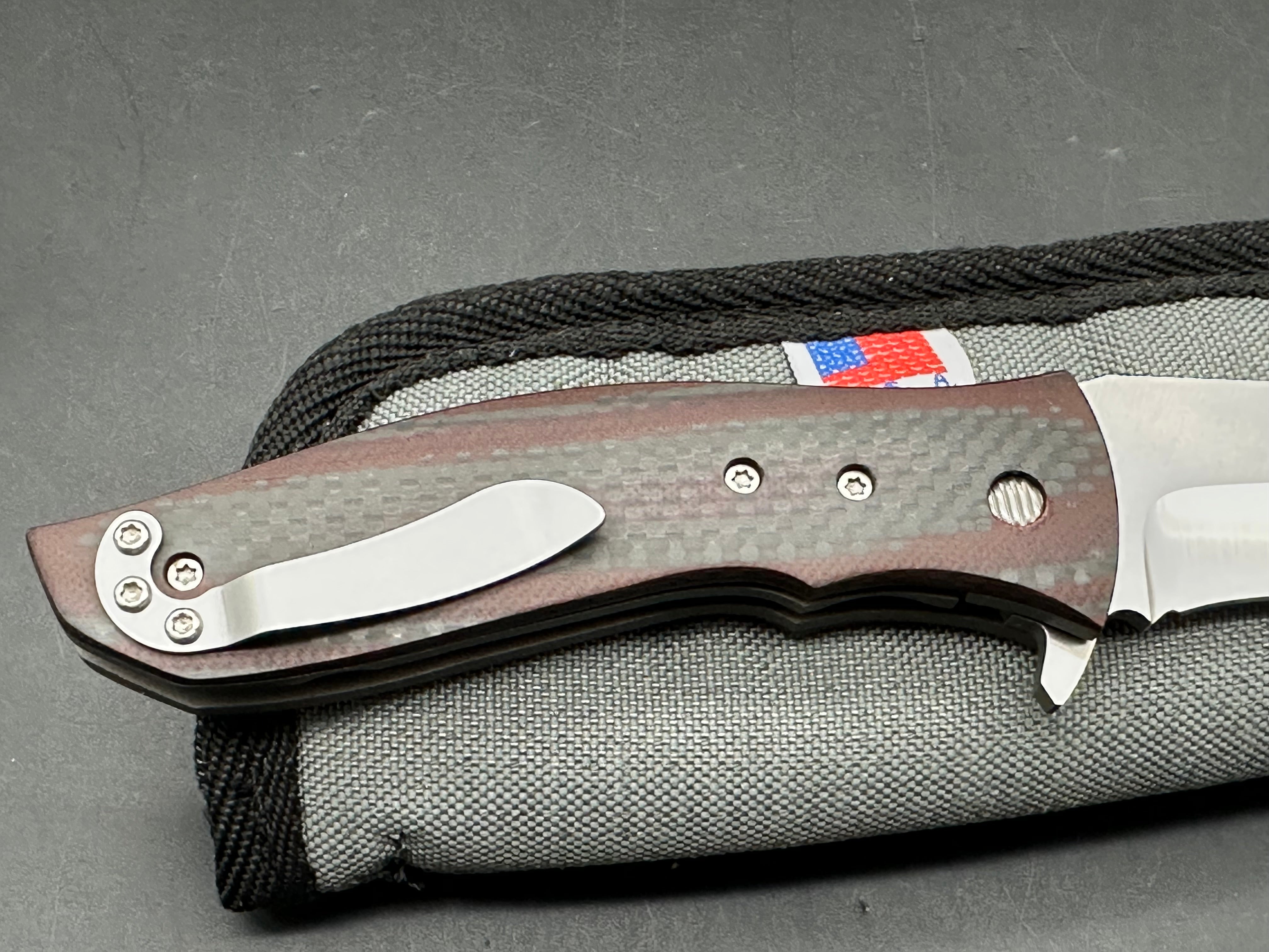 Greg Lightfoot Custom Bullwhip, CPM 154 blade, red carbon fiber handle