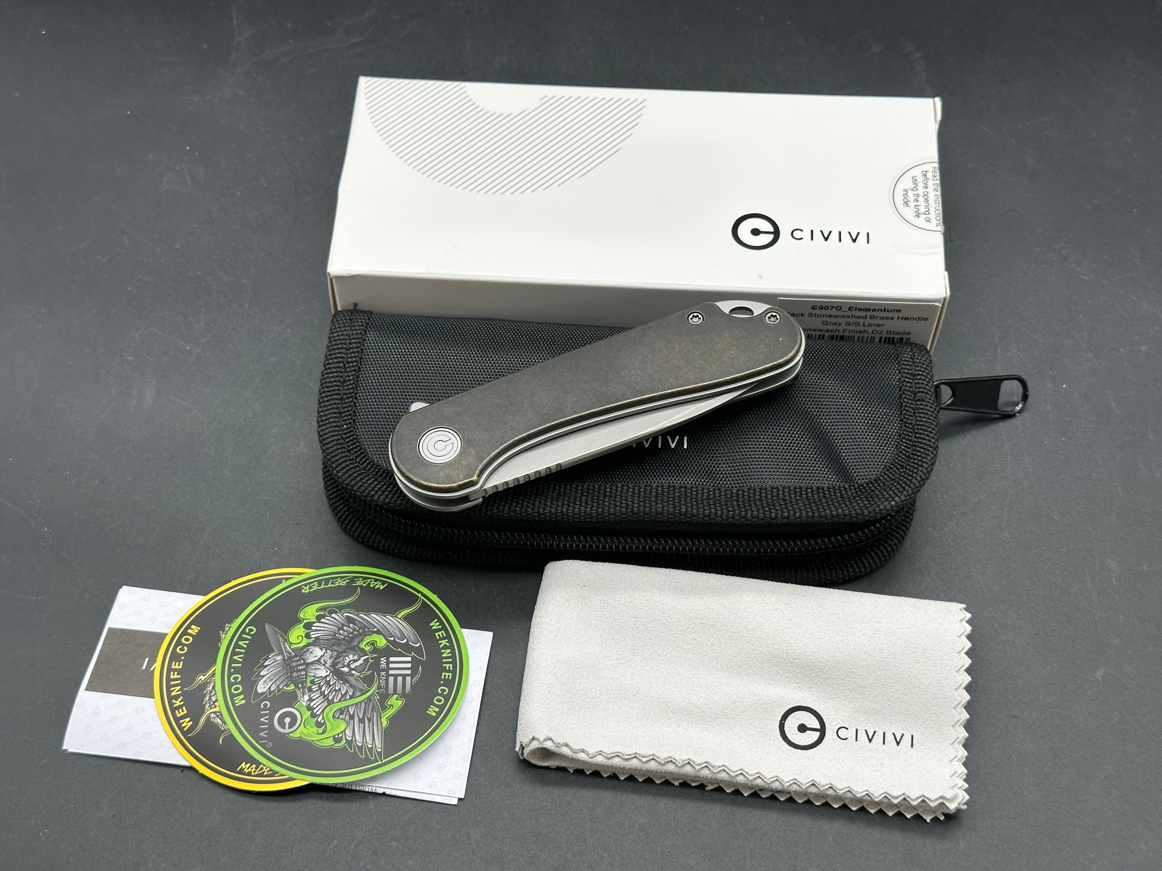 CIVIVI Elementum Liner Lock Knife Brass (2.9" Stonewash)