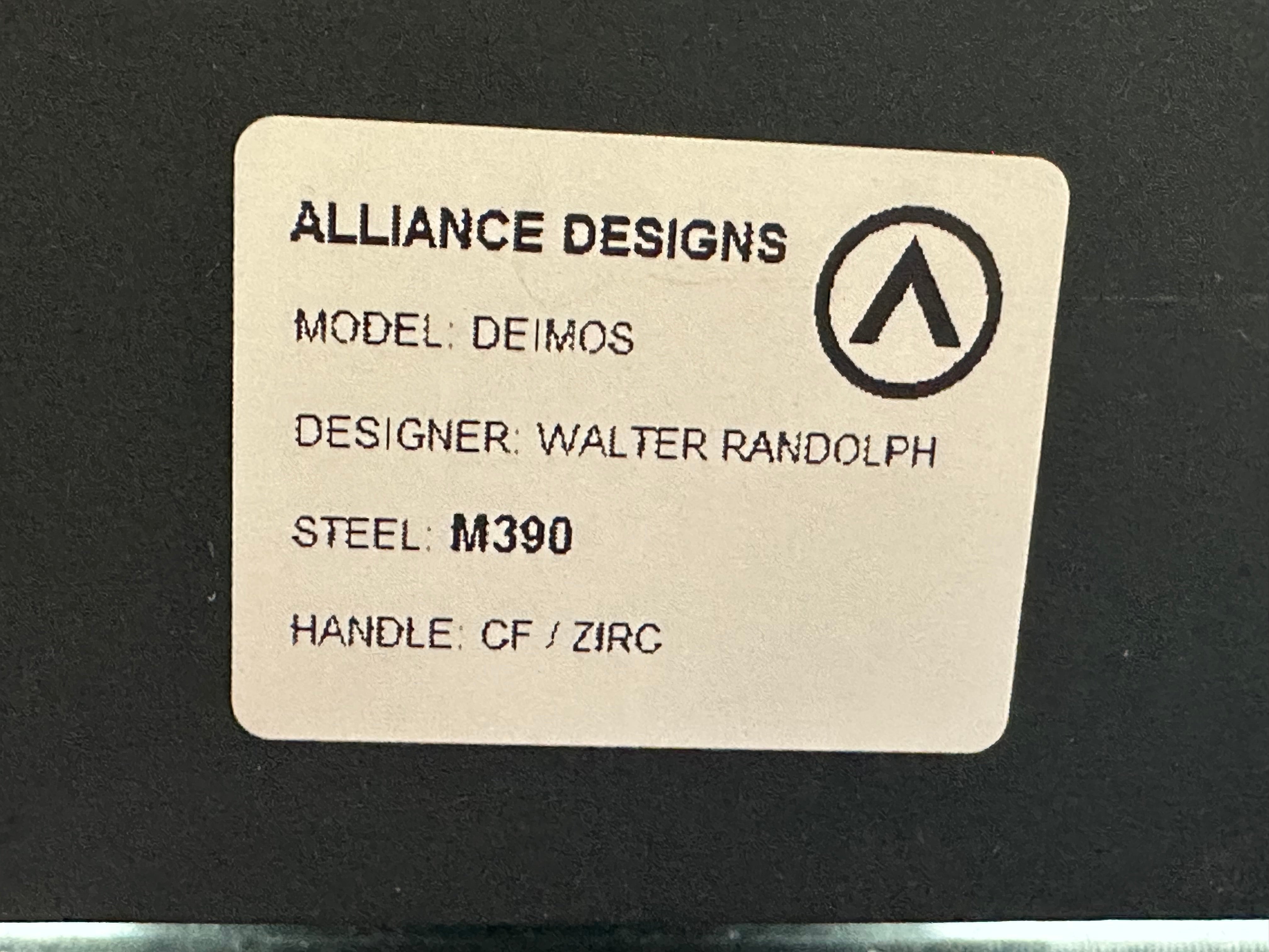 Alliance Designs Deimos, Walter Randolph design, M390 blade, carbon fiber/zircuti handle