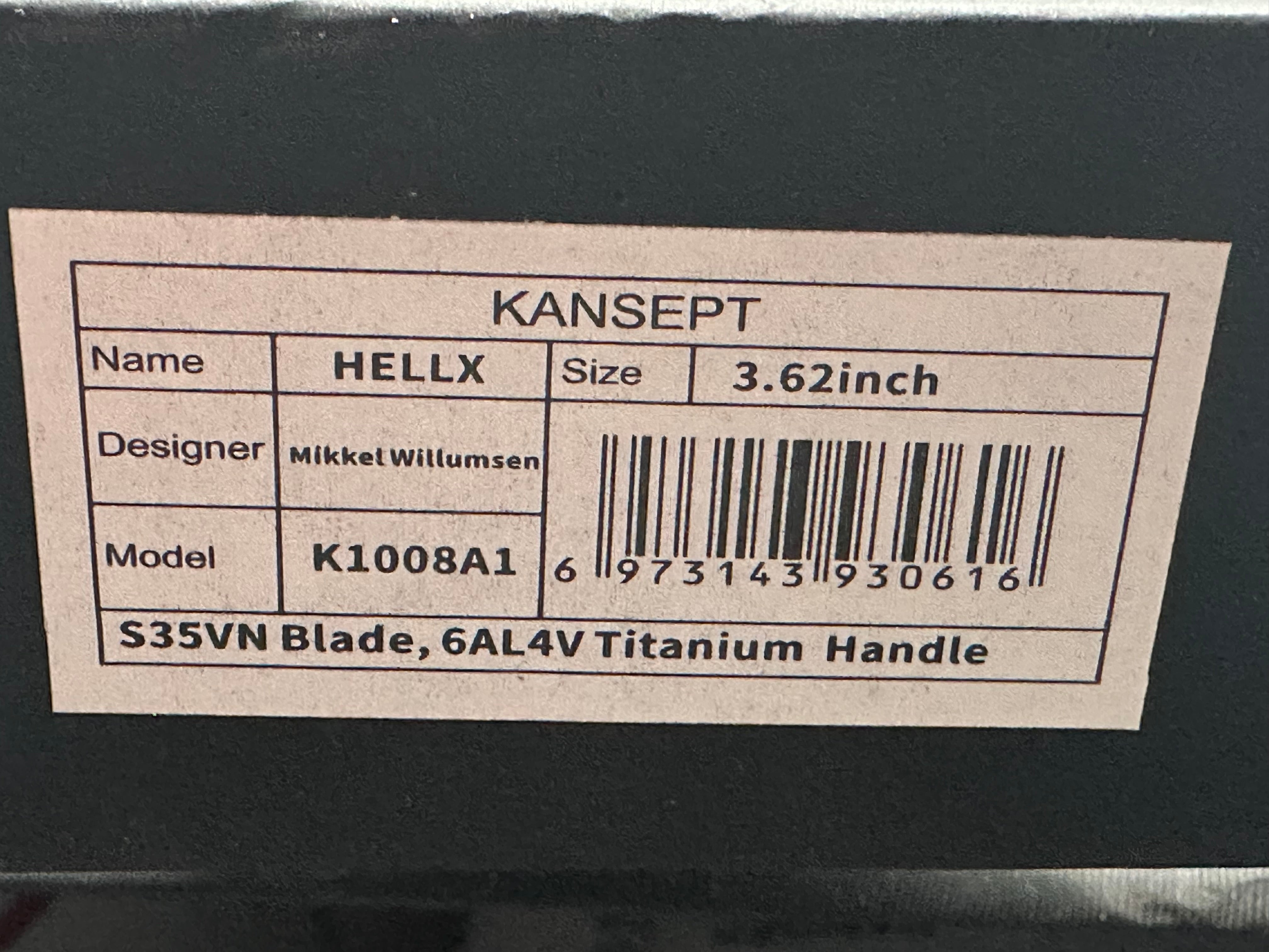 KANSEPT HELLX FOLDING KNIFE BLK COATING TI HANDLE S35VN PLAIN EDGE K1008A1