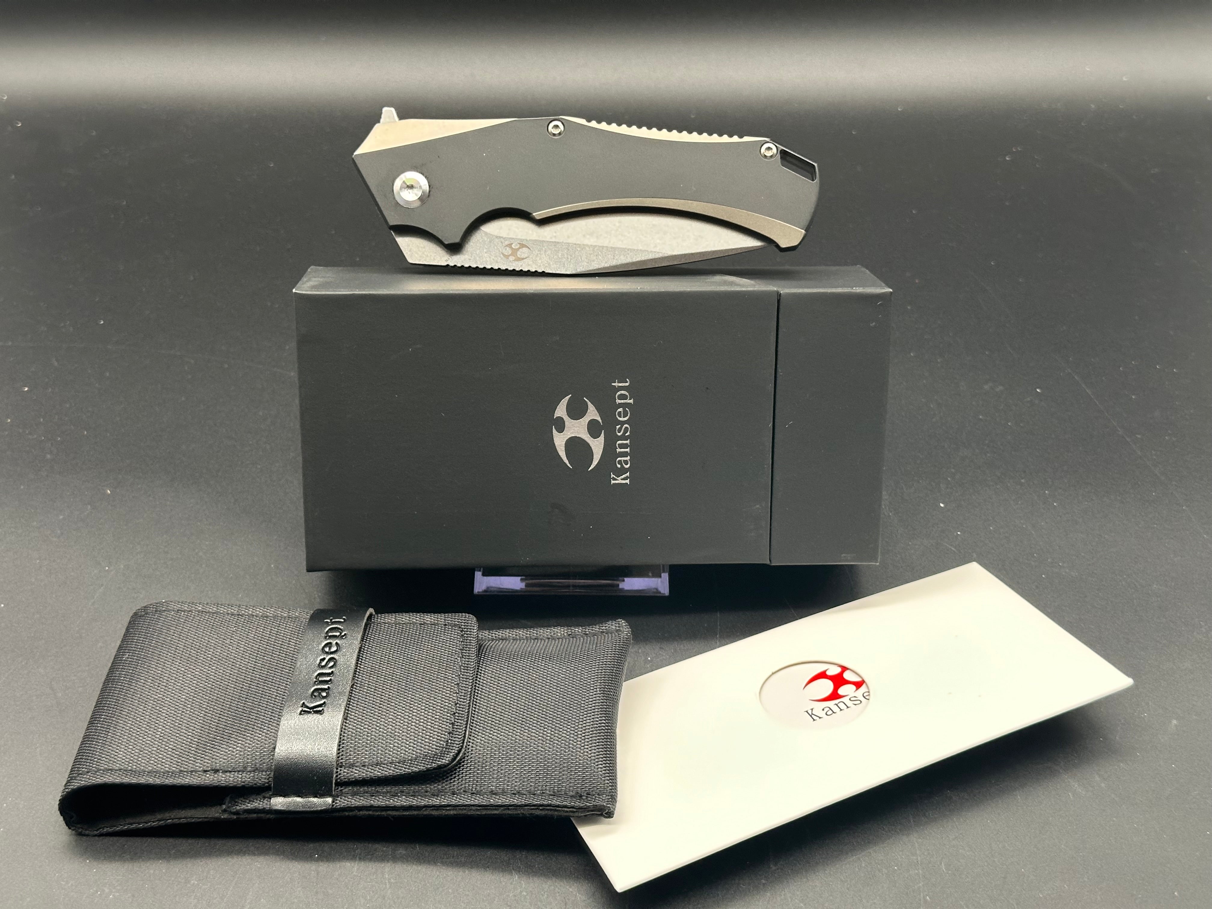 KANSEPT HELLX FOLDING KNIFE BLK COATING TI HANDLE S35VN PLAIN EDGE K1008A1