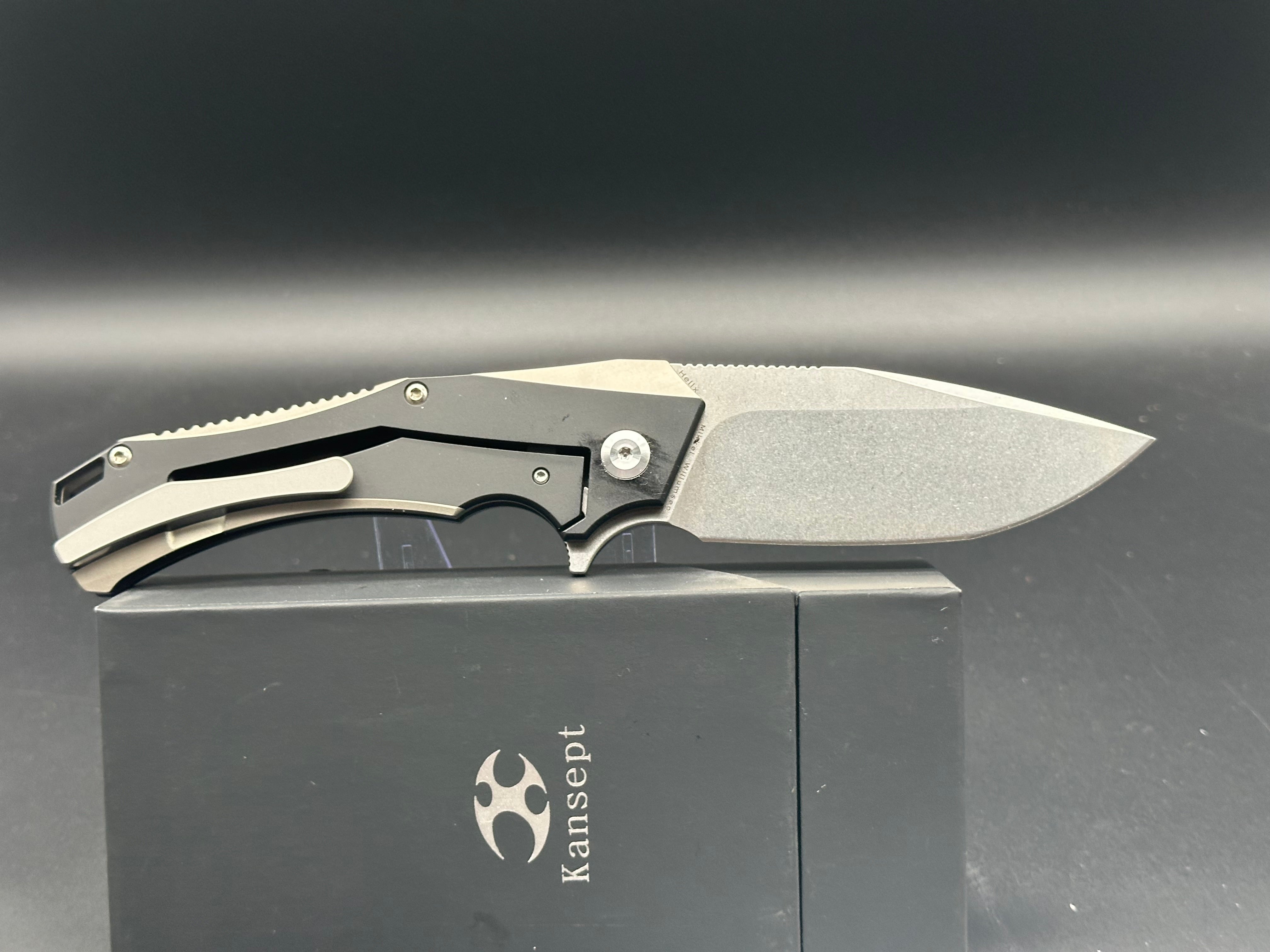 KANSEPT HELLX FOLDING KNIFE BLK COATING TI HANDLE S35VN PLAIN EDGE K1008A1
