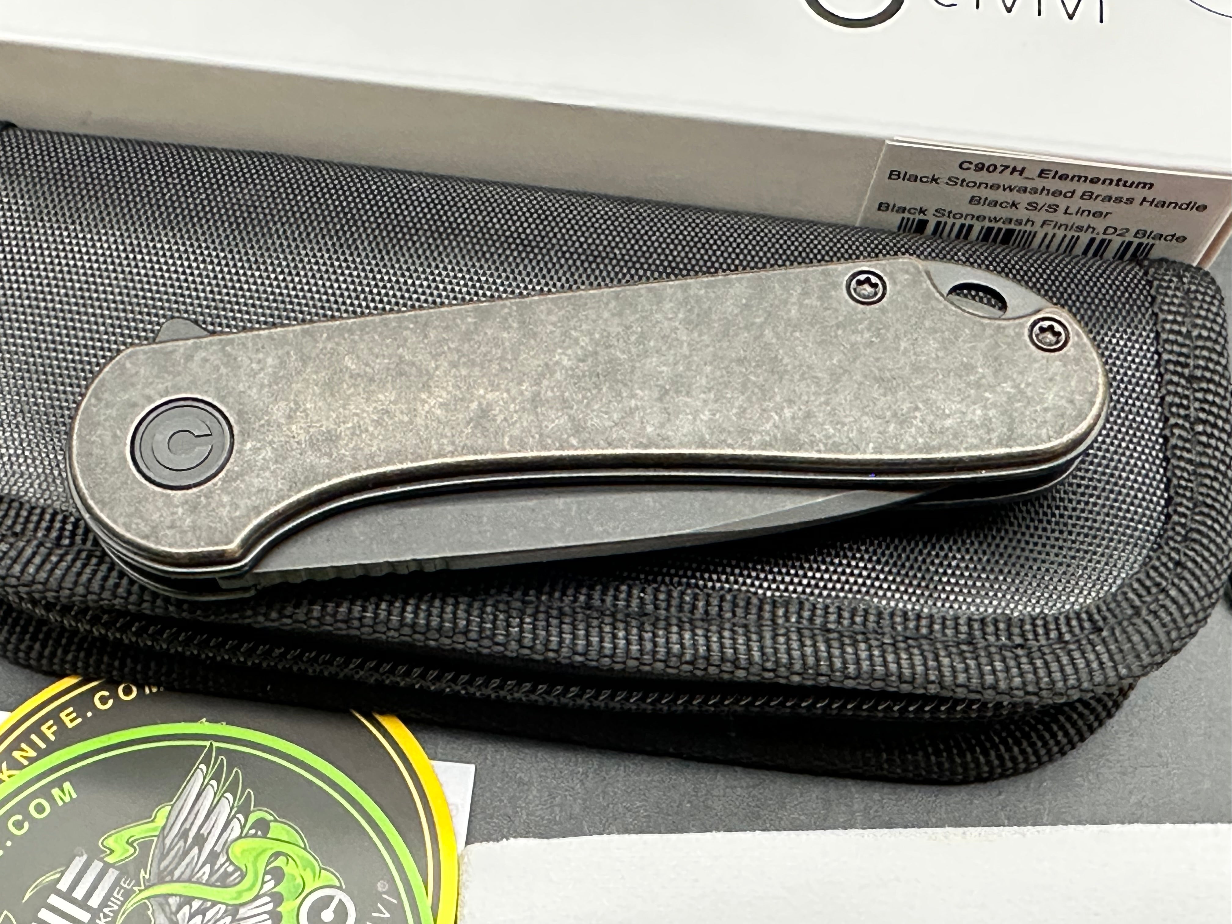 CIVIVI Elementum Liner Lock Knife Brass (2.9" Black Stonewash)