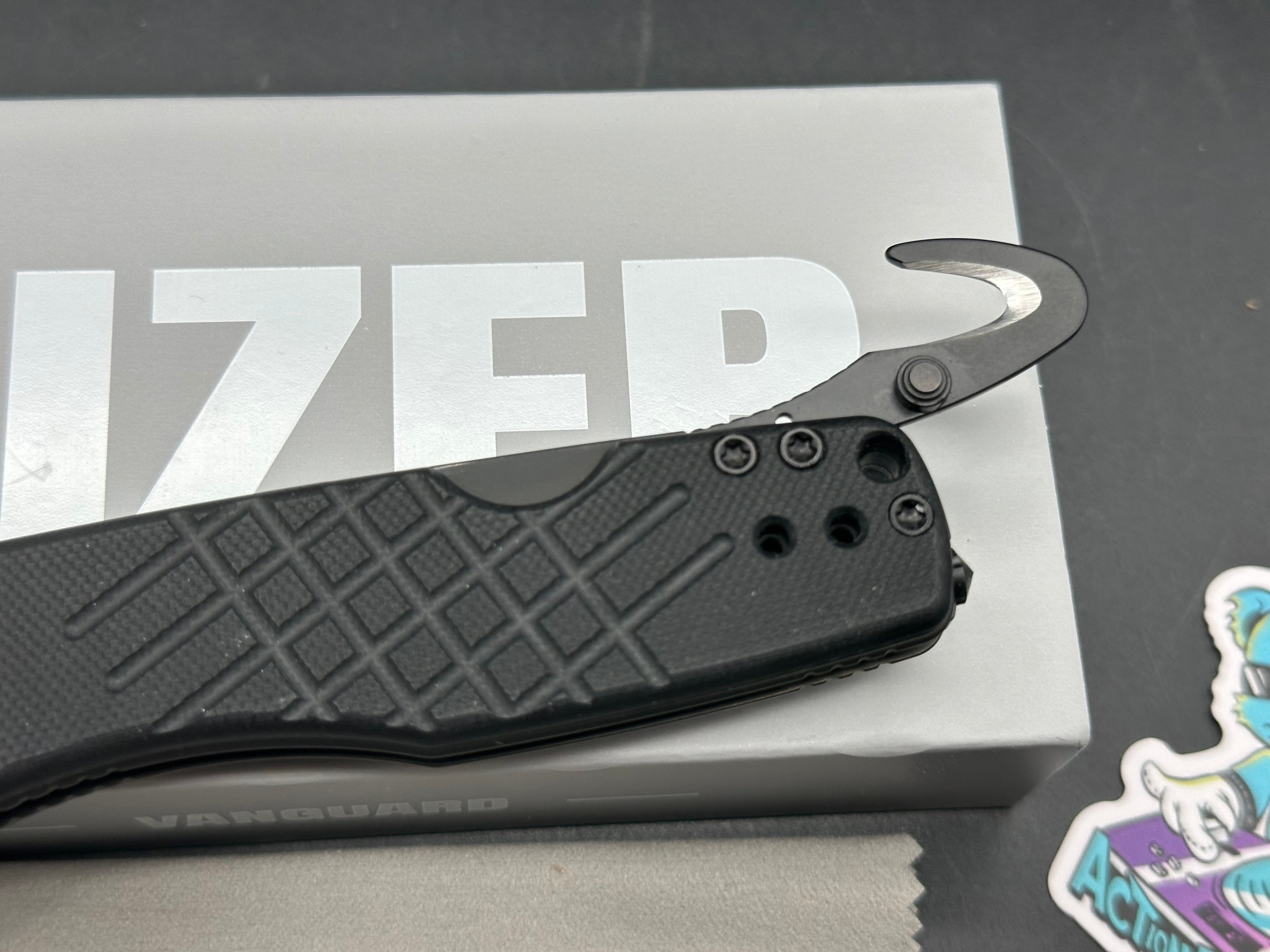 KIZER AEGIS T FOLDING KNIFE BLACK G10 HANDLE AEB-L TANTO BLACK PVD BLADE