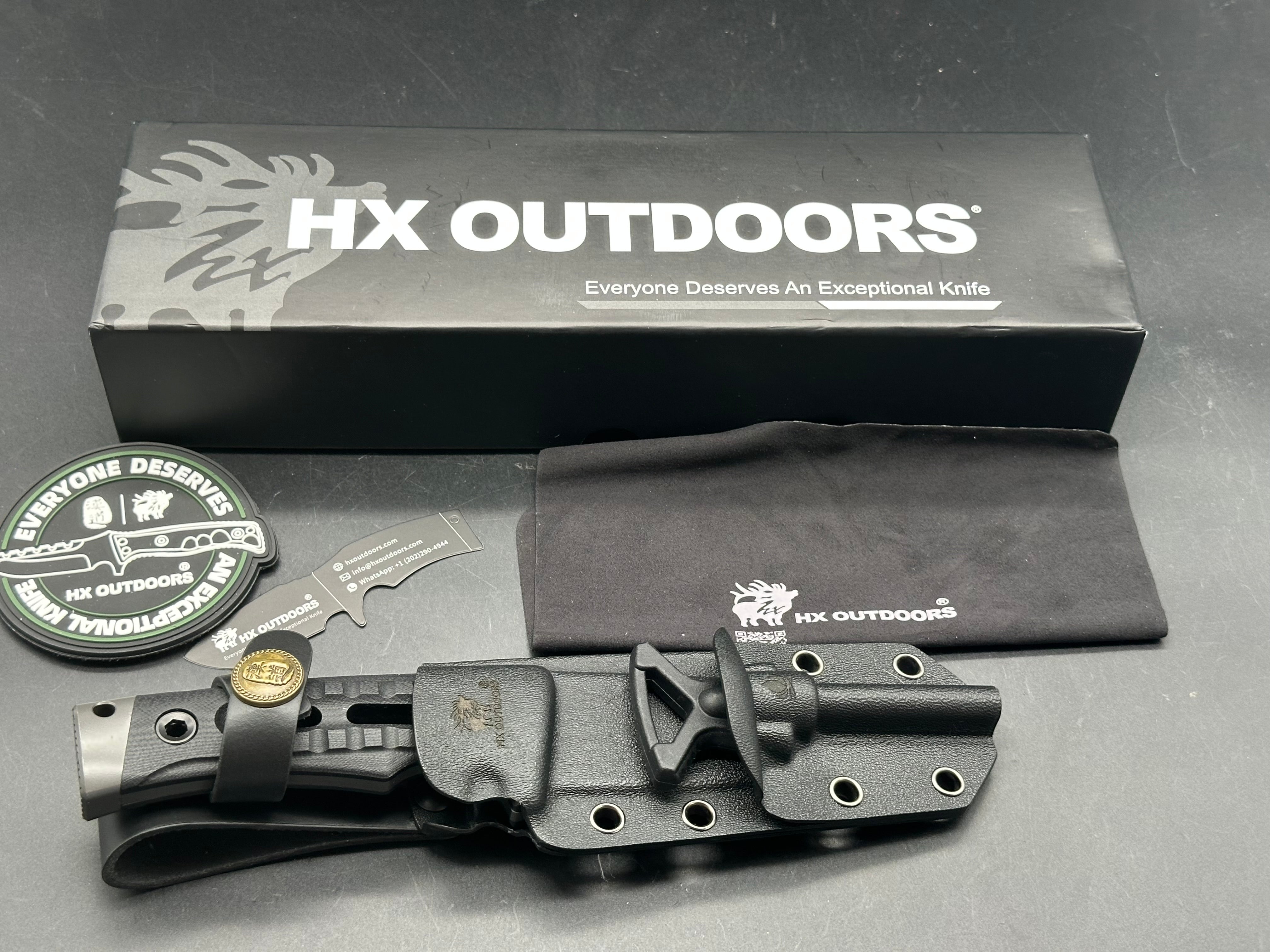 HX Outdoors ROCK APEX Fixed Blade | 3.8" DC53 Blade | Black G10 Handle