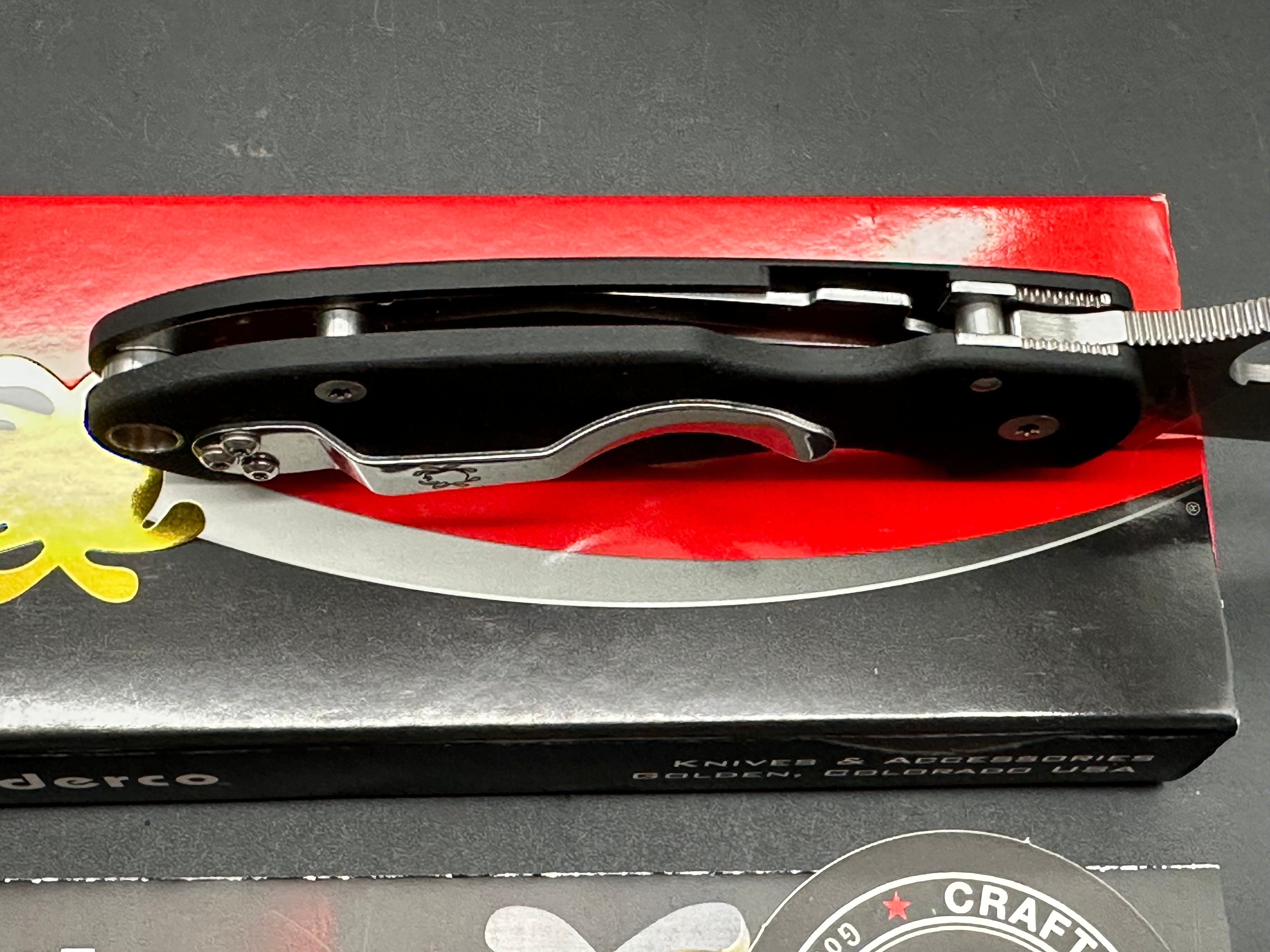 Spyderco Para 3, 2.93" CPM S45VN Stonewash Blade with Black G10 Scales.