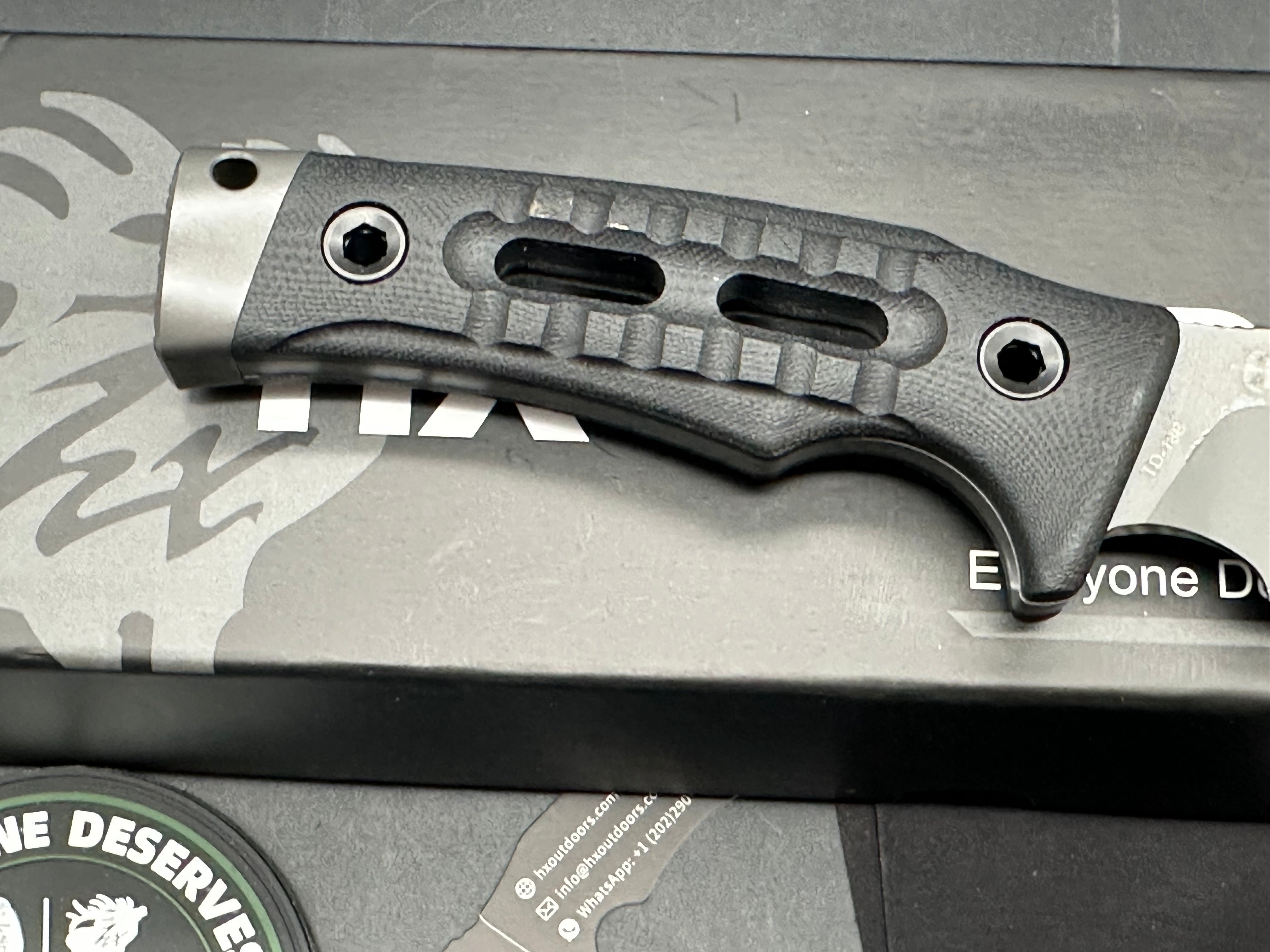 HX Outdoors ROCK APEX Fixed Blade | 3.8" DC53 Blade | Black G10 Handle