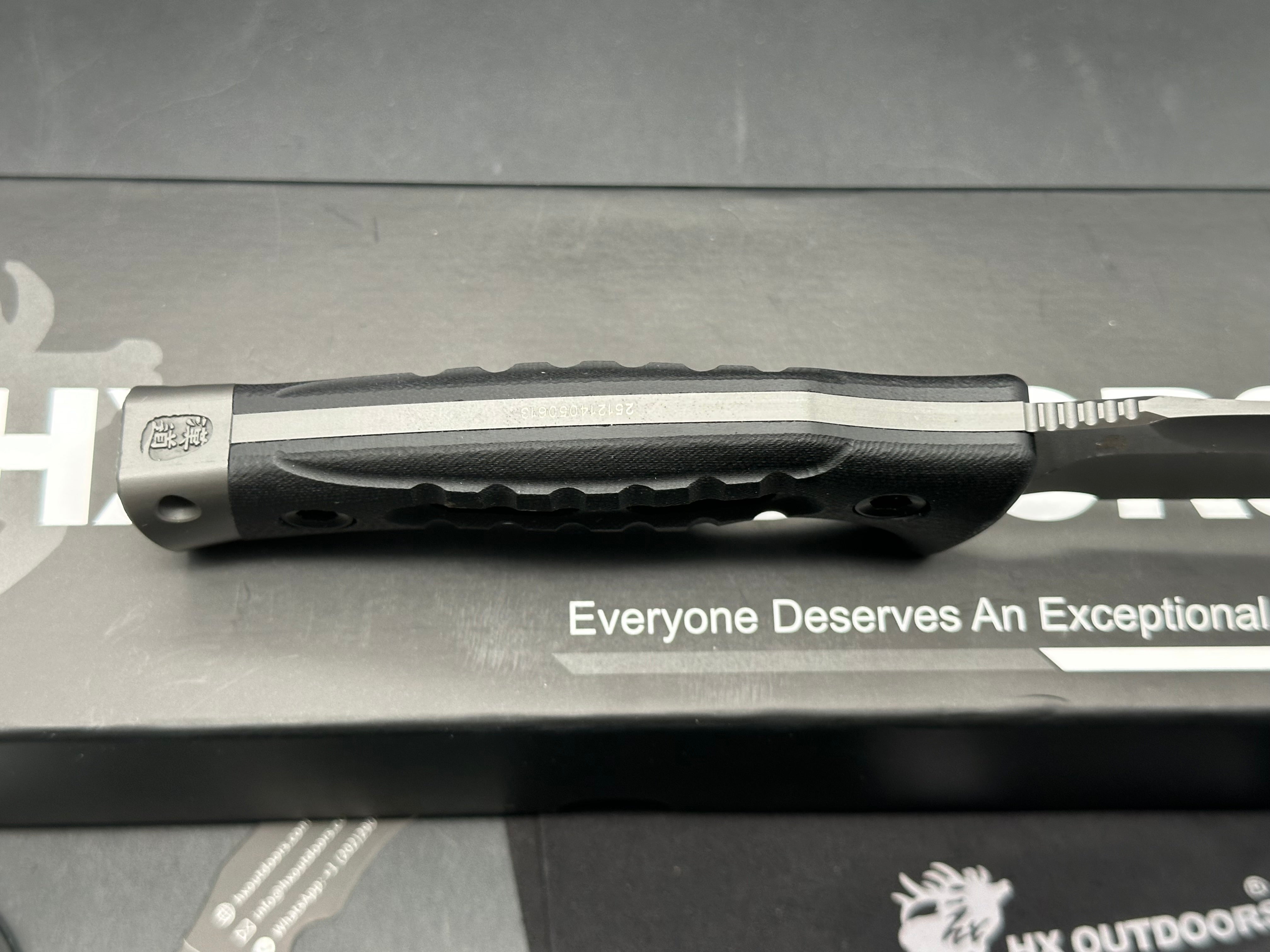 HX Outdoors ROCK APEX Fixed Blade | 3.8" DC53 Blade | Black G10 Handle