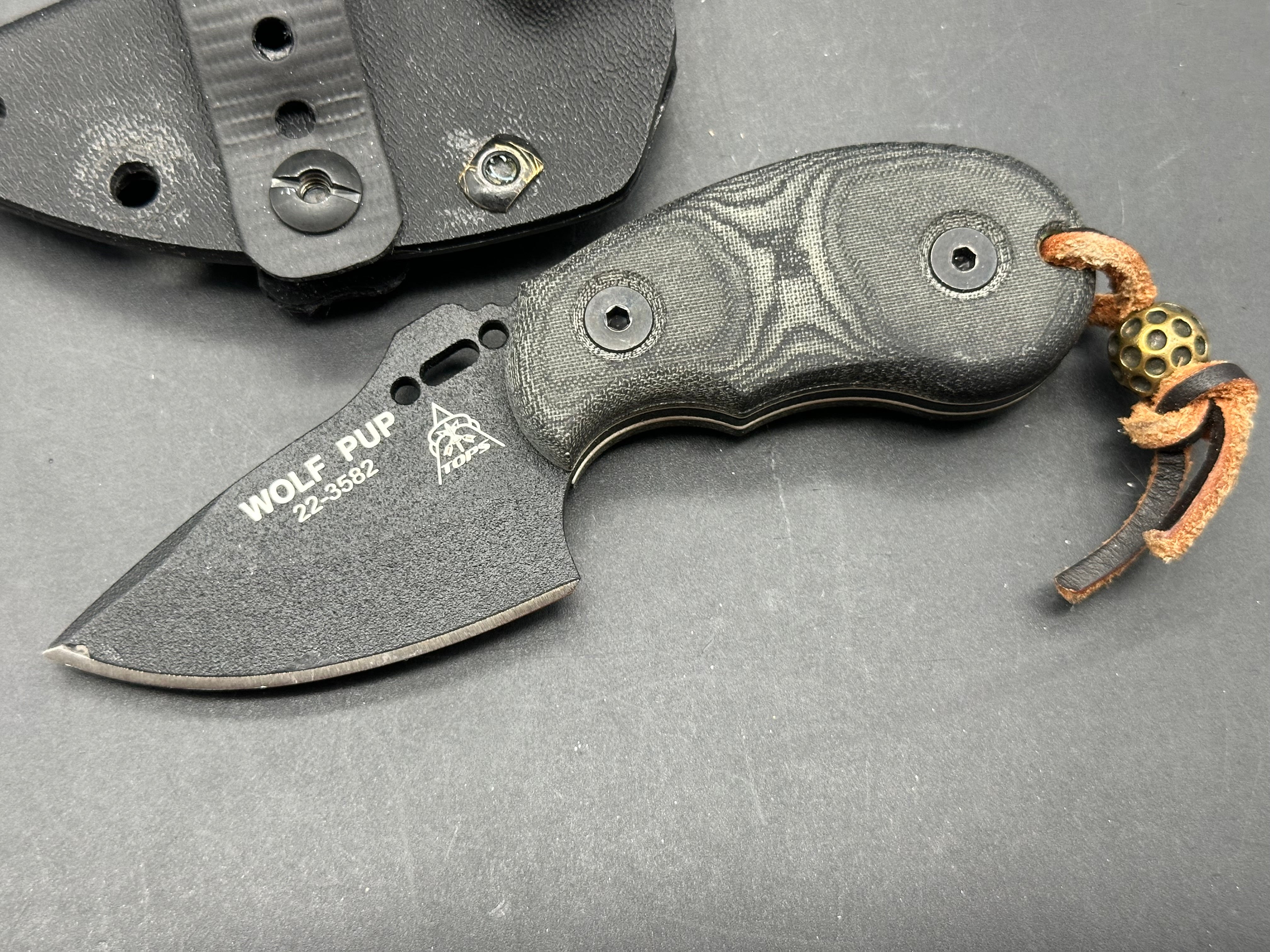 Tops Knives Wolf Pup/ 1095 steel/micarta handle