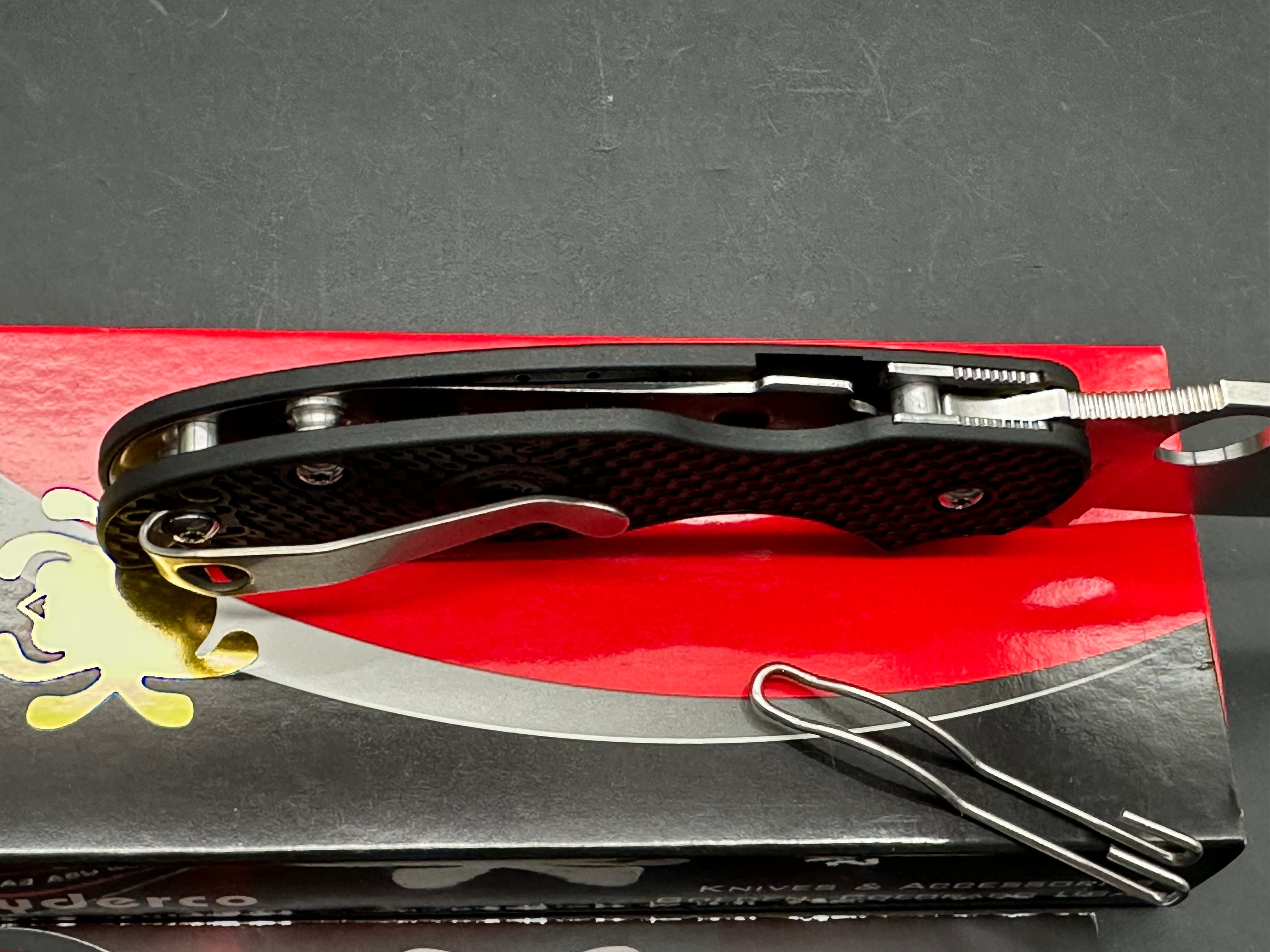 Spyderco Sage 5 Lightweight, 3" CPM S30V Satin Blade with Black FRN Scales with Lynch NW Titanium Pocket Clip Installed