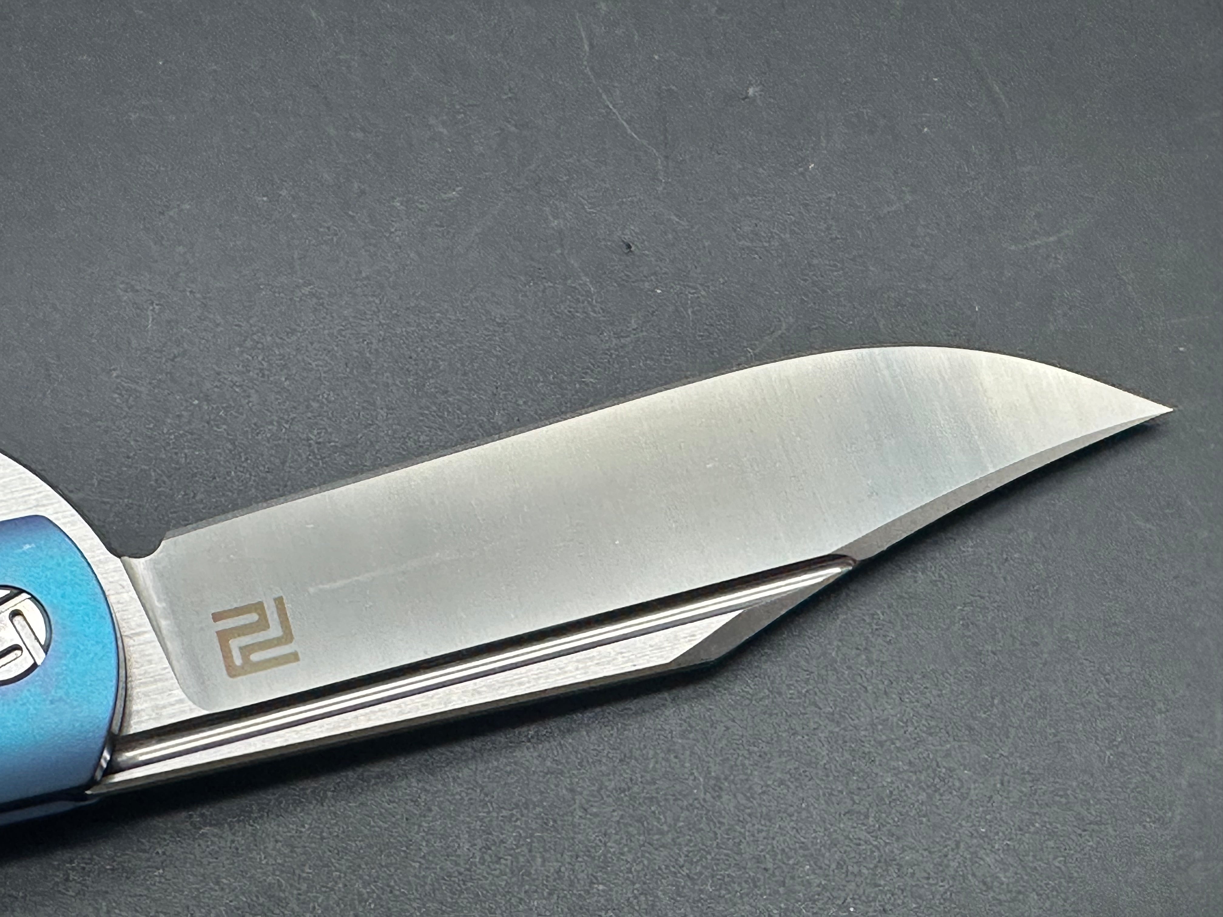 Artisan Cutlery D. Rocket Hyperion Frame Lock Knife CF/Blue Ti (4" Satin) 1834G