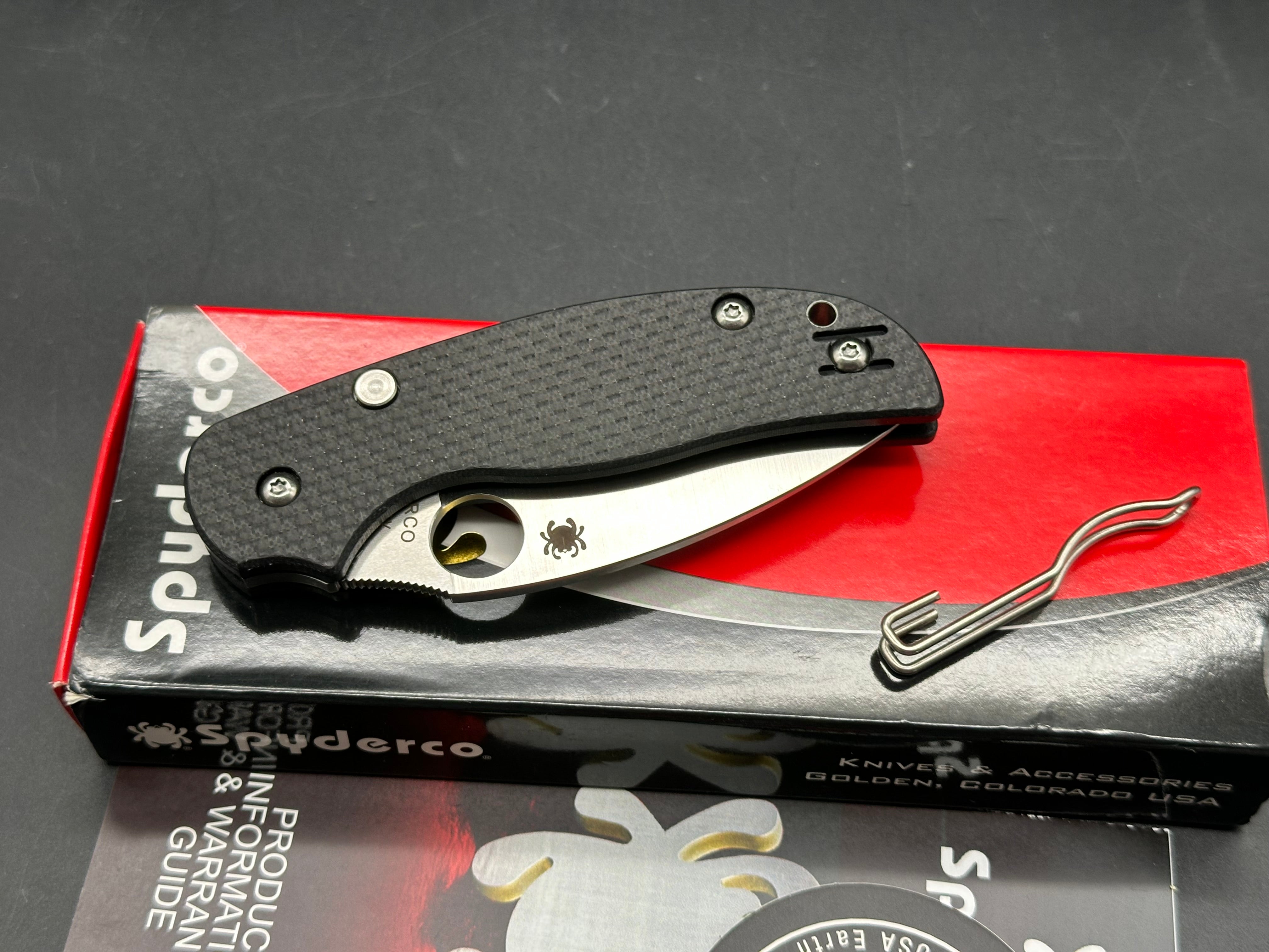 Spyderco Sage 6, 3" CPM S30V Satin Blade with Carbon Fiber-Black G10 Laminate with Lynch NW Titanium Pocket Clip Installed