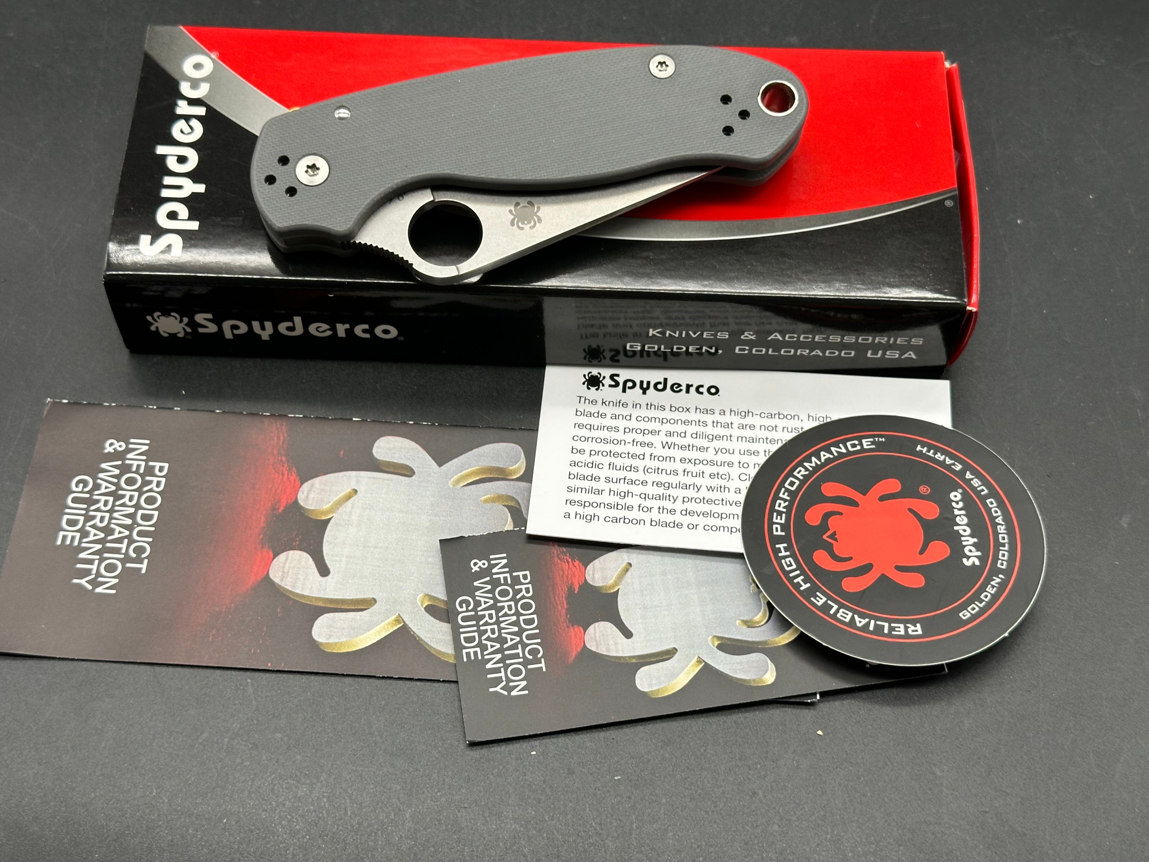 Spyderco Para 3 2.93" Maxamet Stonewash Blade with Gray G10 Scales