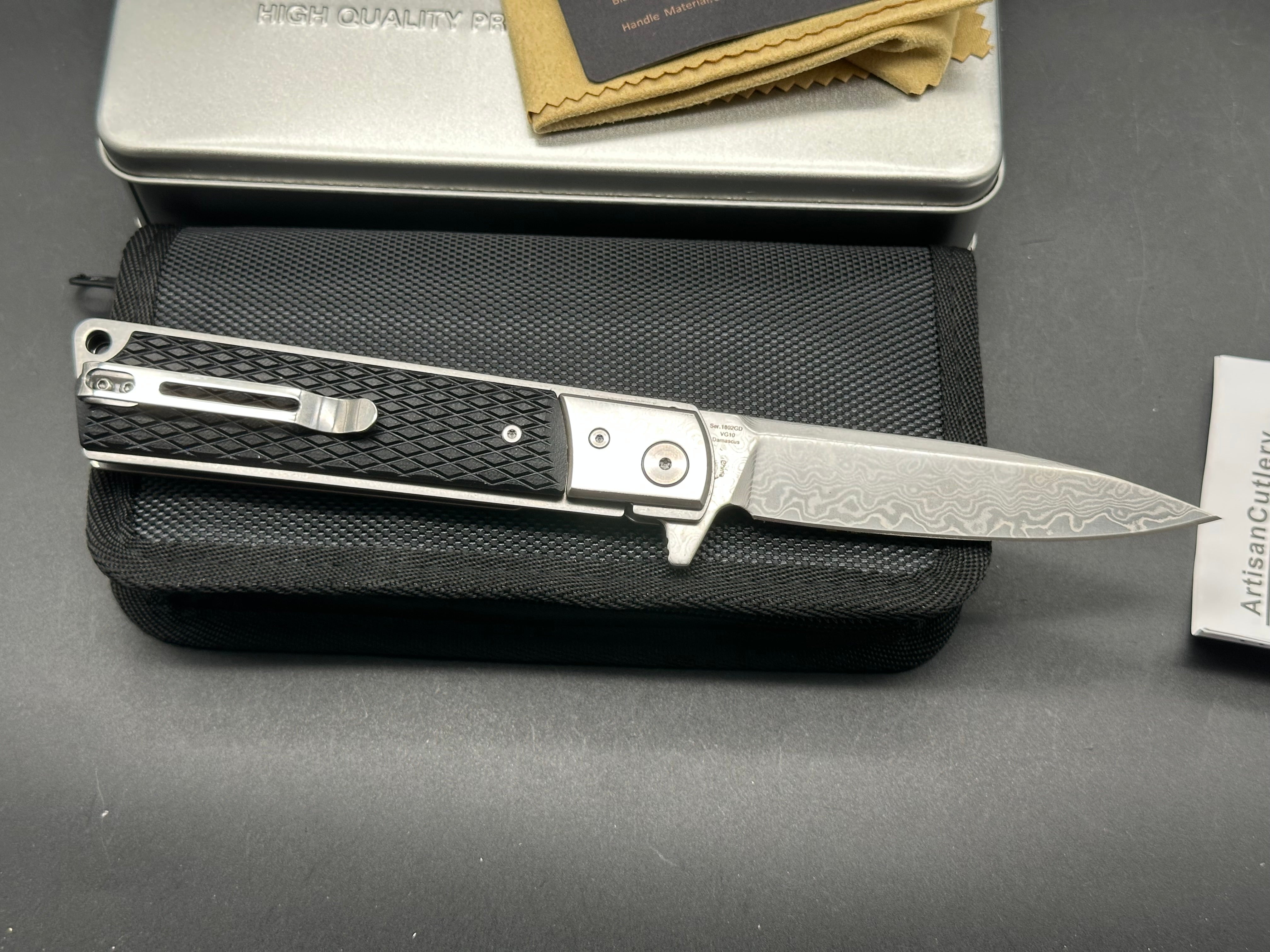 Artisan Cutlery Classic model1802GD, Damascus blade, G10 handle