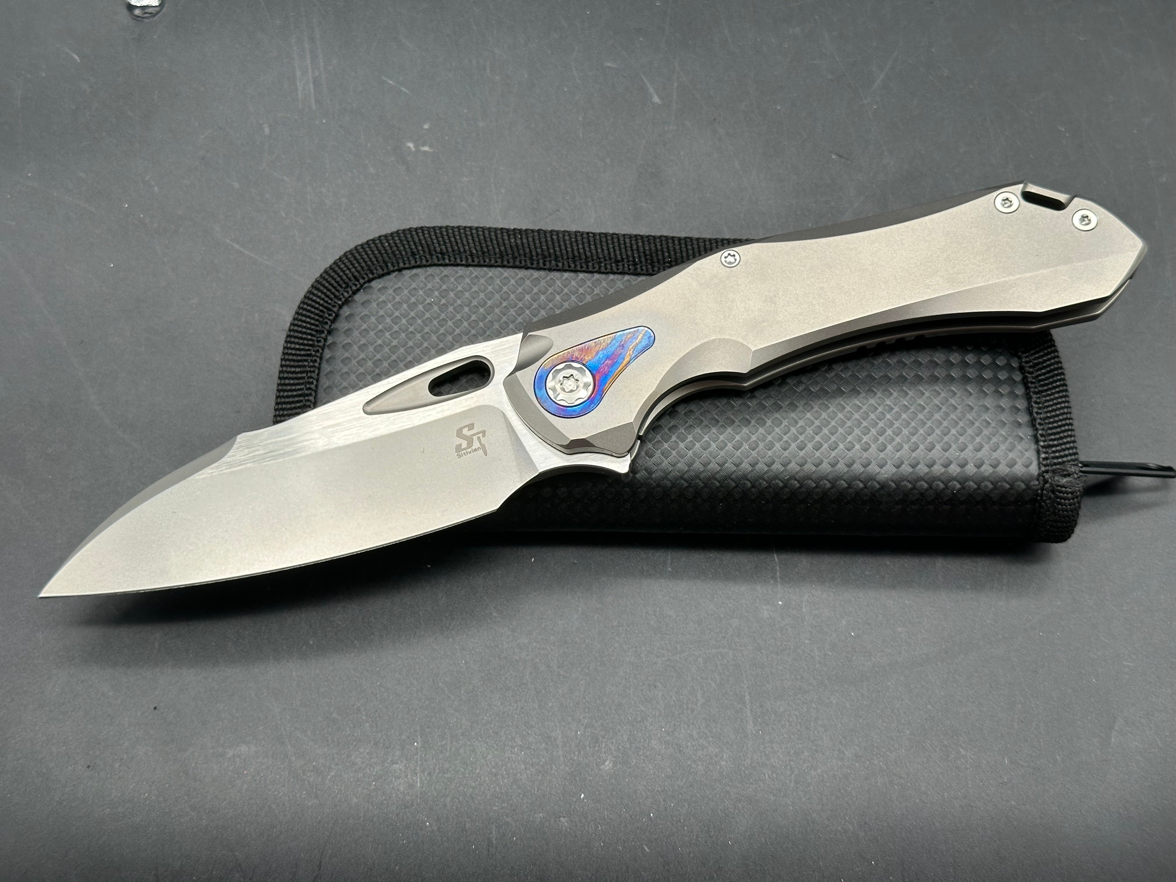Sitivien ST 276 M390 Steel blade with Timascus inlays
