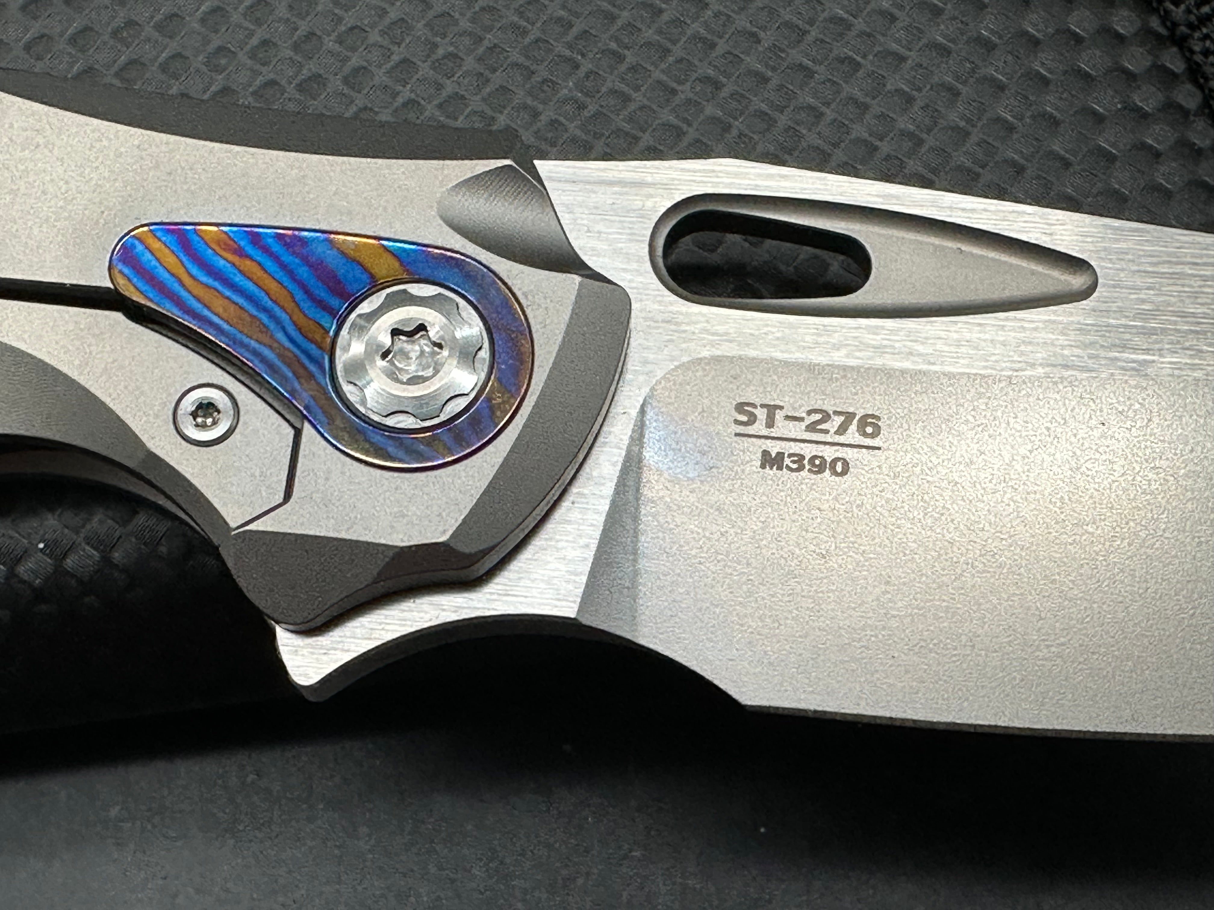 Sitivien ST 276 M390 Steel blade with Timascus inlays