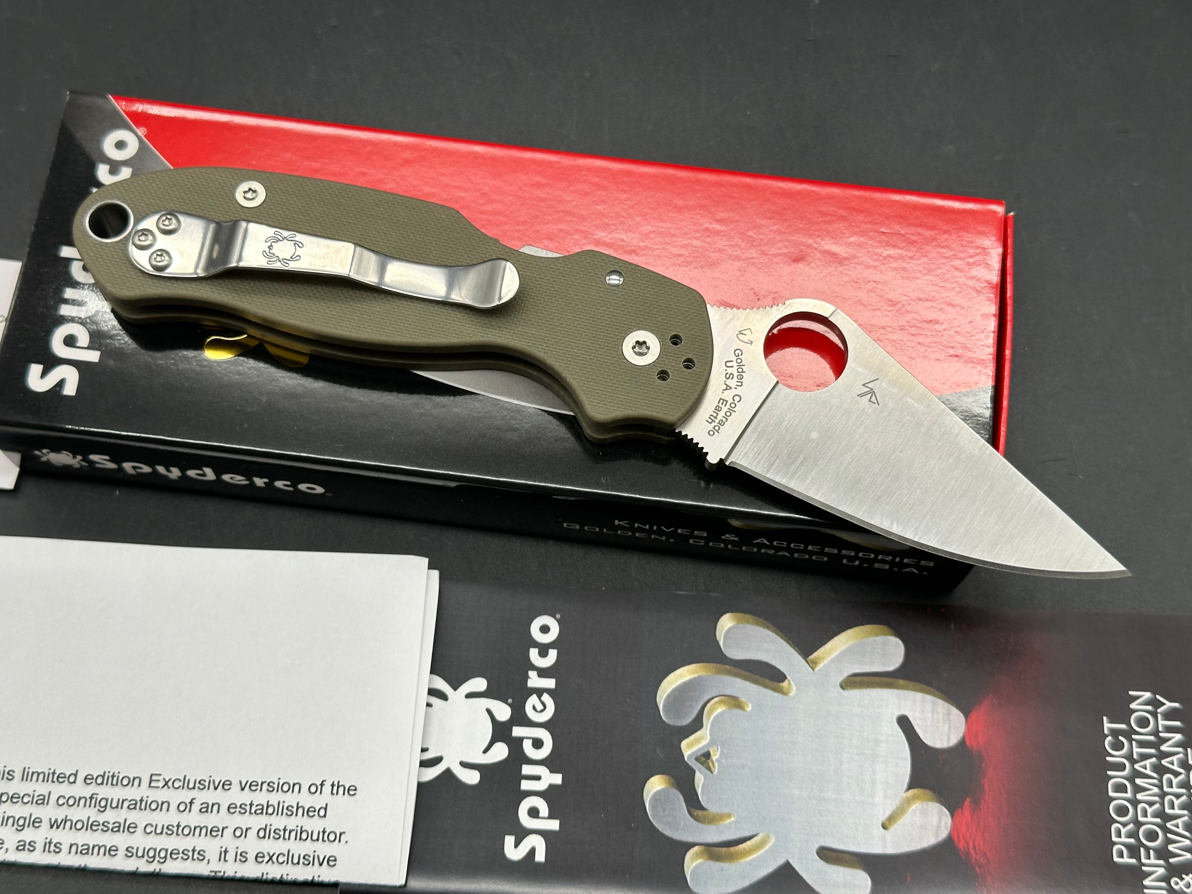 Spyderco Para 3 (Bento Box Exclusive), 2.93" Bohler K390 Blade with Ranger Green G10 Scales
