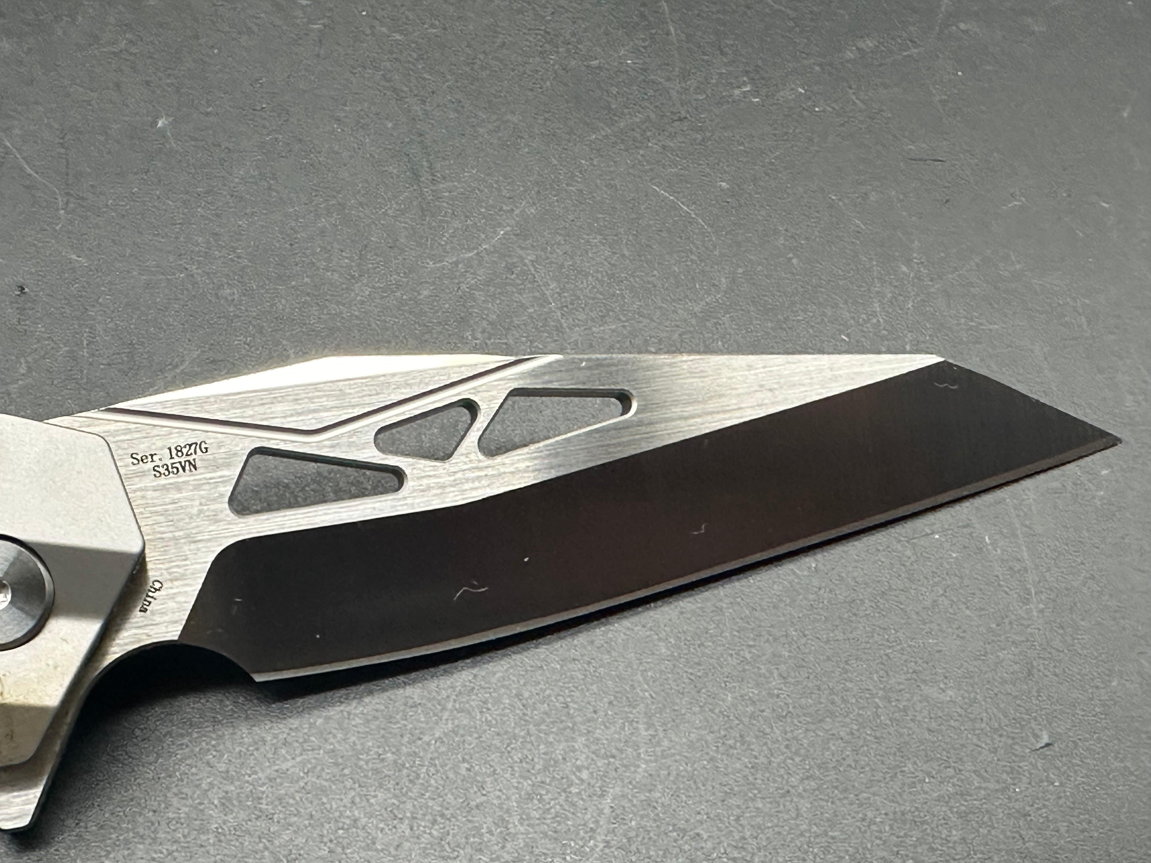 Artisan cutlery Cygnus S35VN Reverse Tanto Blade, Milled TI Handle