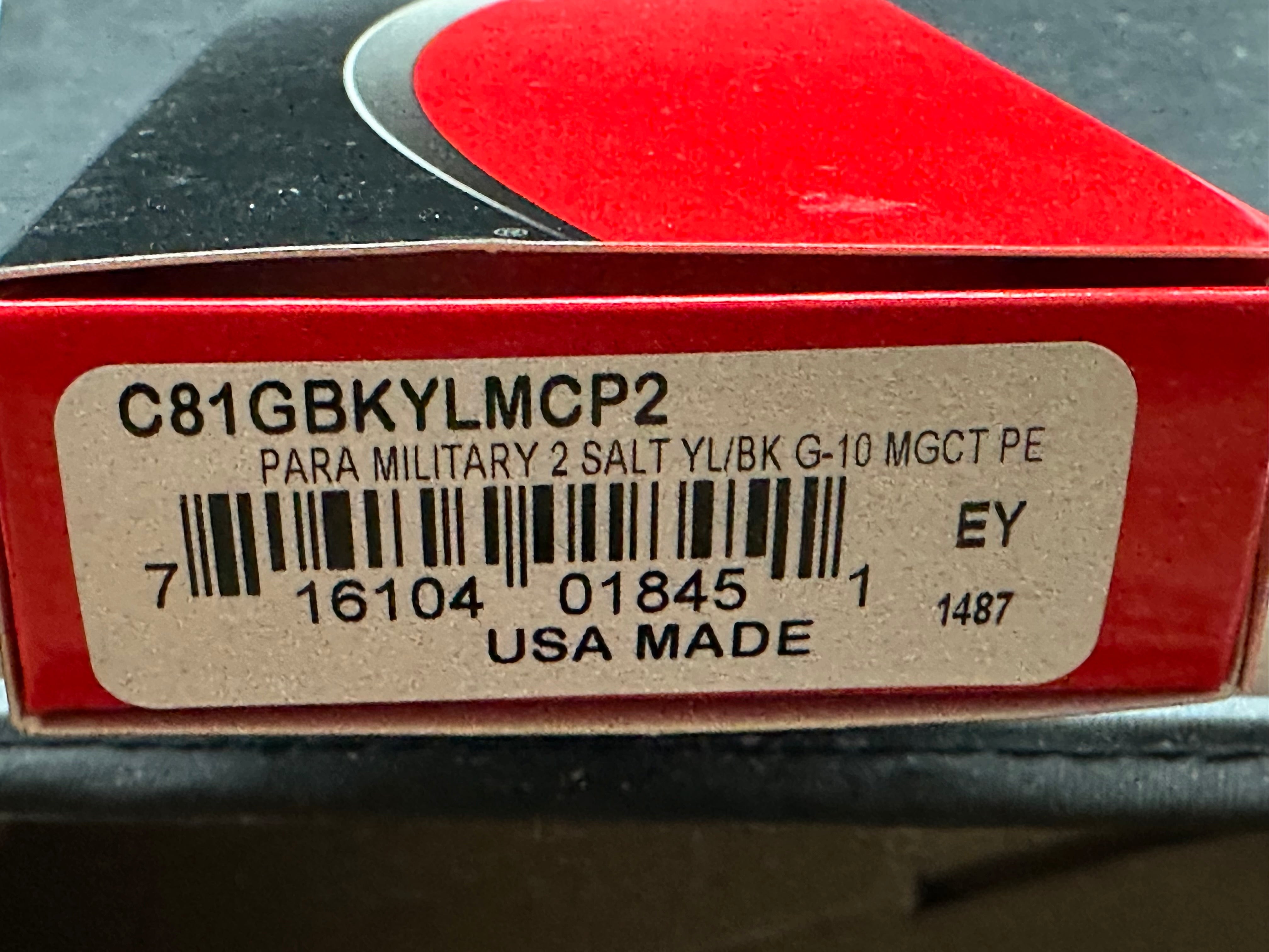 Spyderco Para Military 2 Salt 3.45" CPM MagnaCut Satin Blade with Black-Yellow Milled G10 Scales
