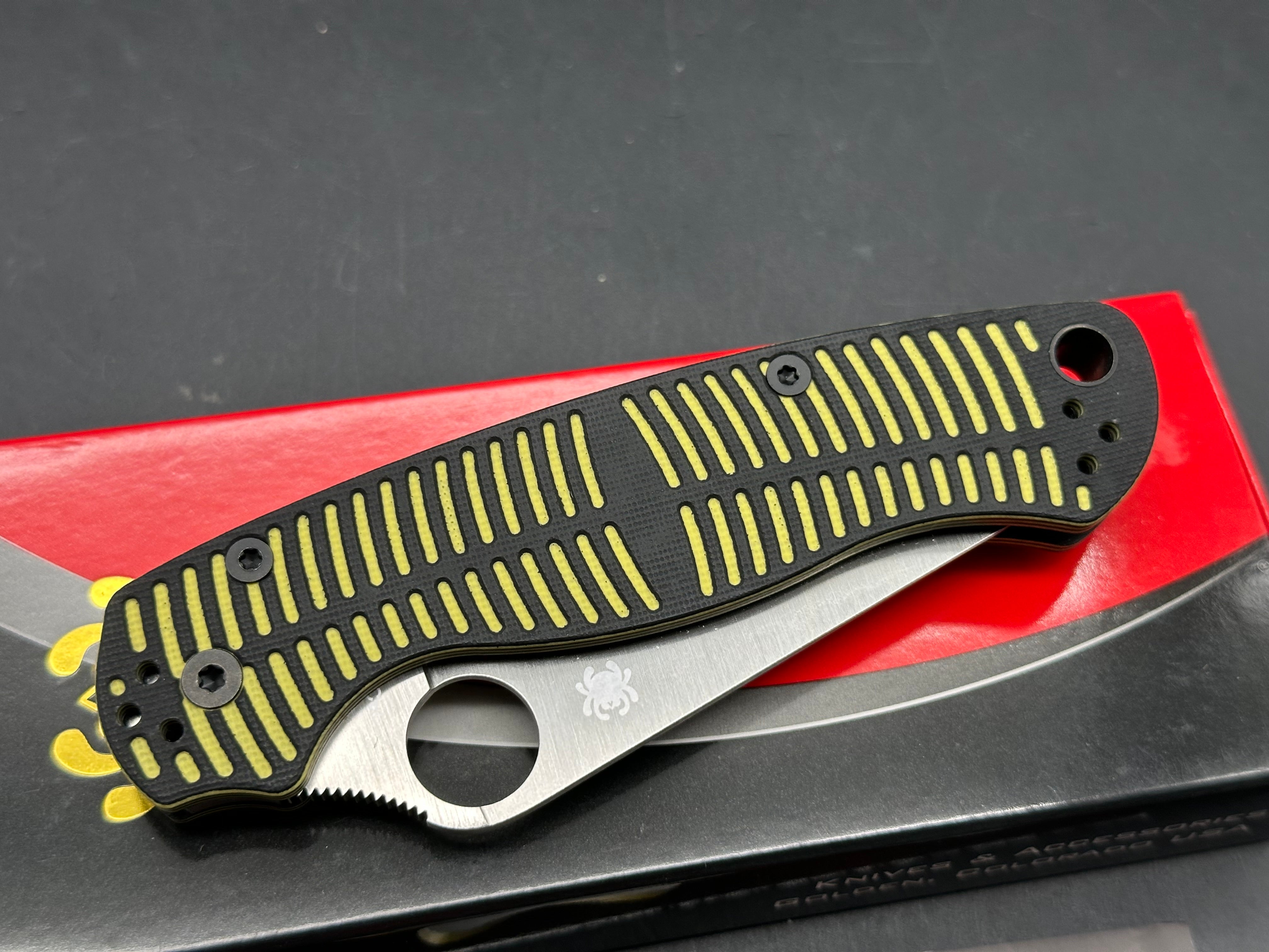 Spyderco Para Military 2 Salt 3.45" CPM MagnaCut Satin Blade with Black-Yellow Milled G10 Scales