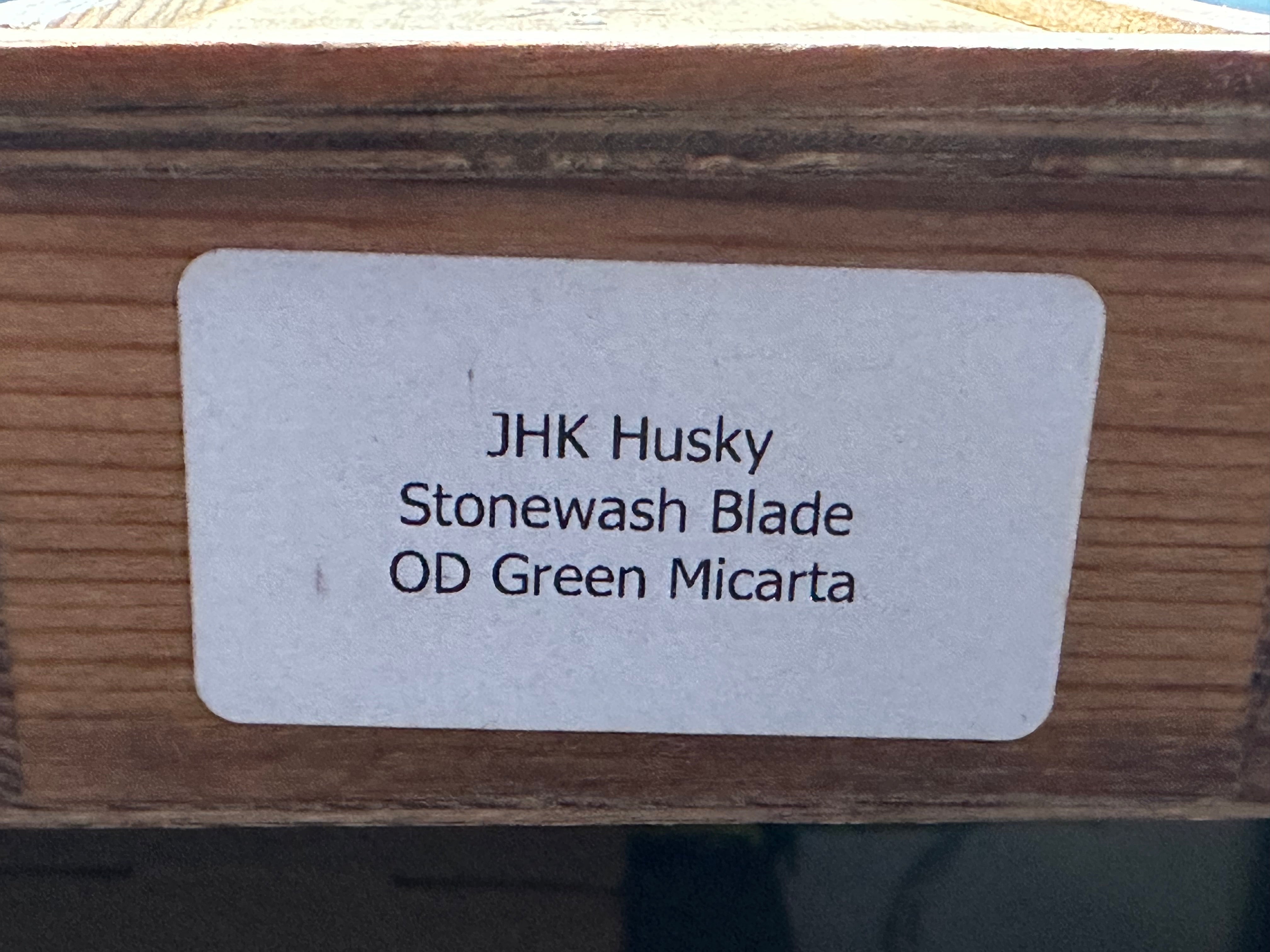 Jake Hoback Husky, Nitro V stonewash blade, titanium green micarta handle