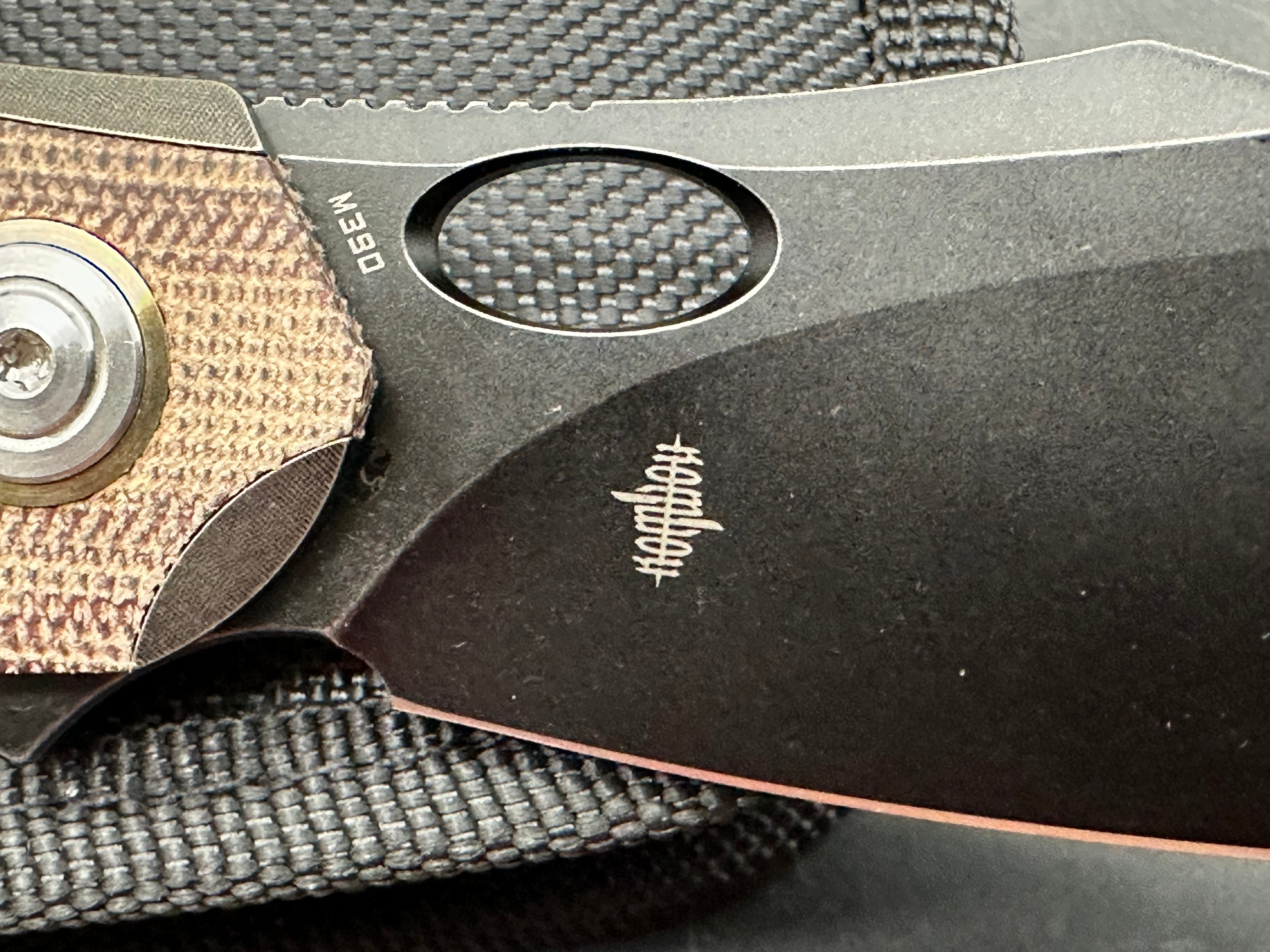 Bestech Nogard Folding Knife Bronze Stonewash Ti Canvas Micarta Handle M390 Plain Black Blade