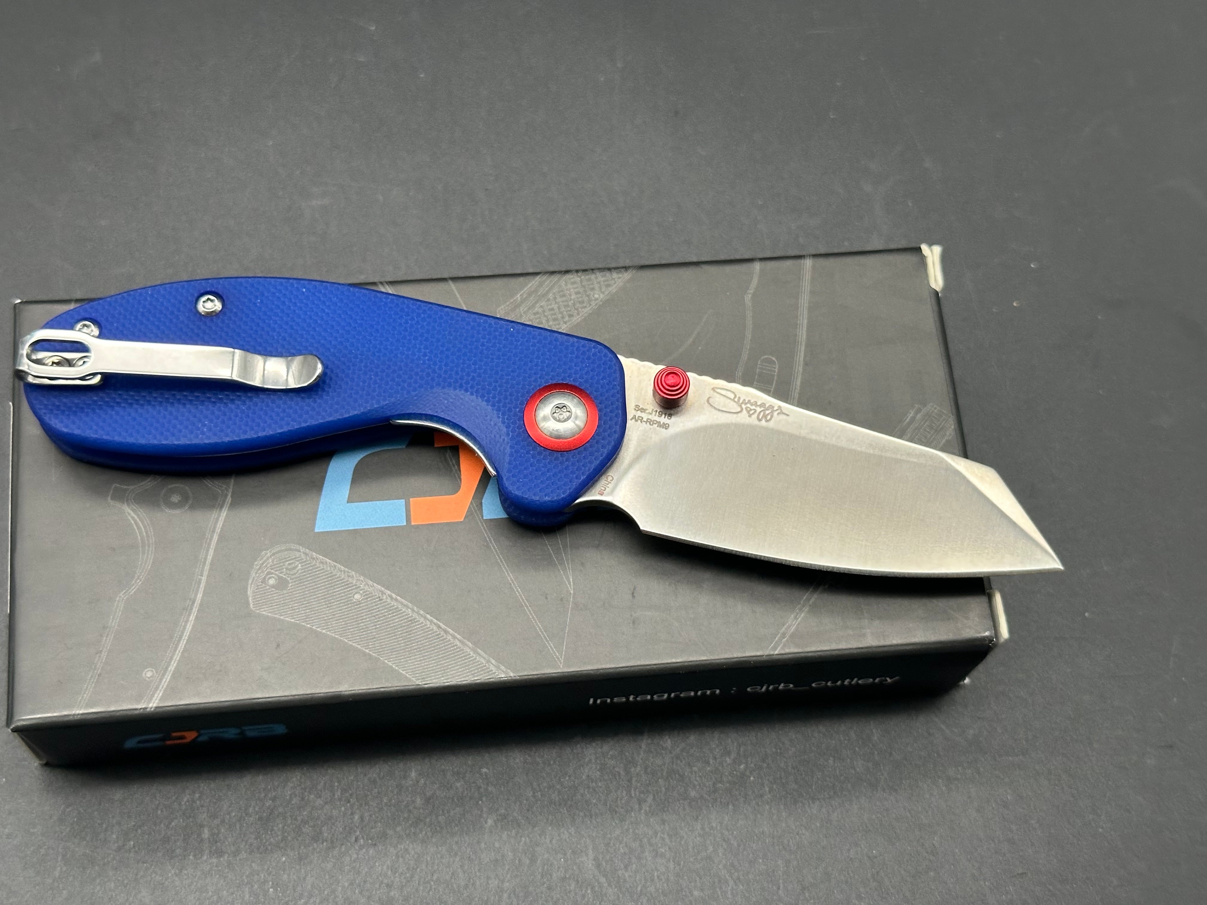 CJRB Swaggs Maileah Liner Lock Knife Blue G-10