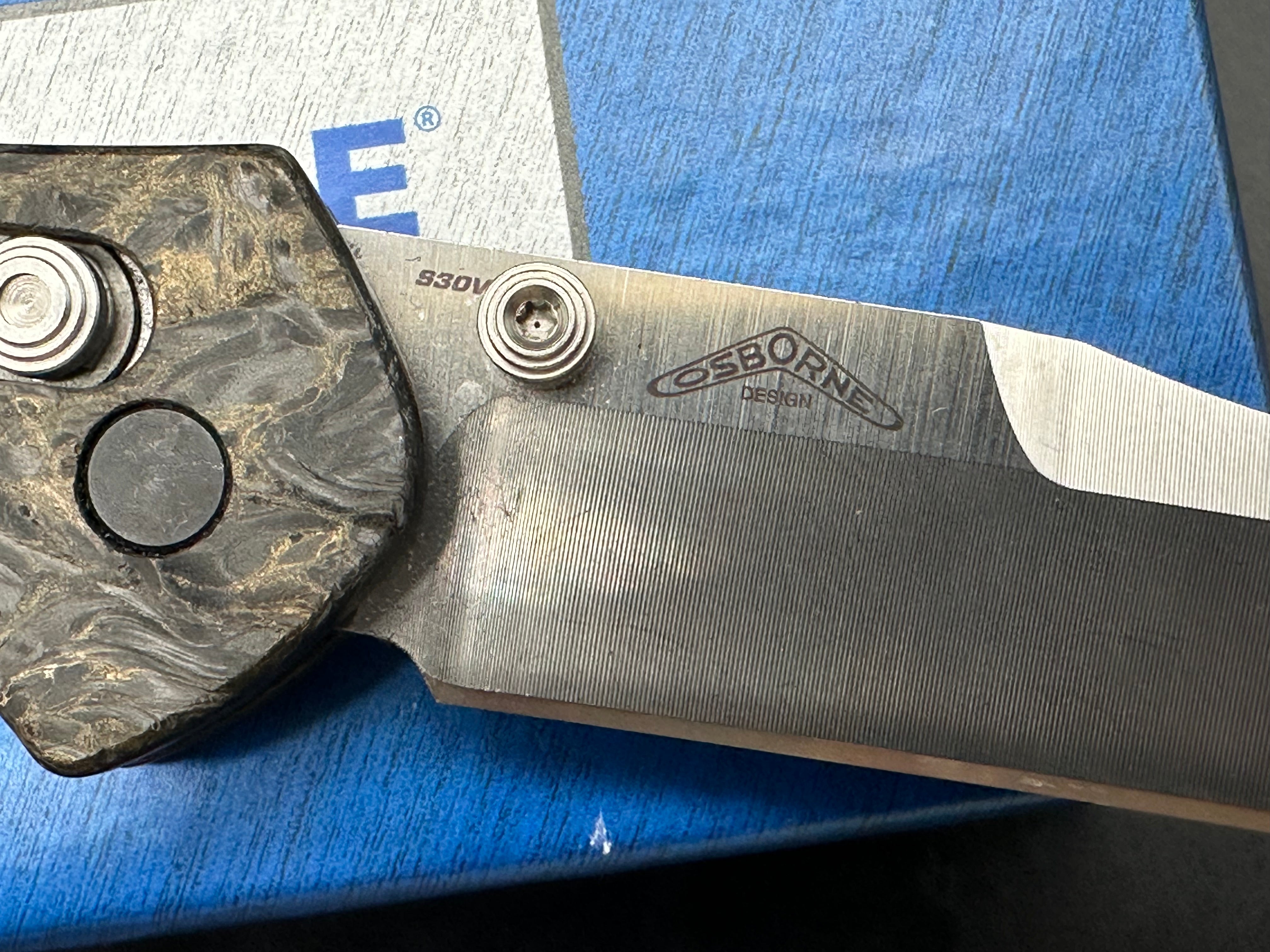 Benchmade 940-2, with Gold Dark Matter scales and original scales