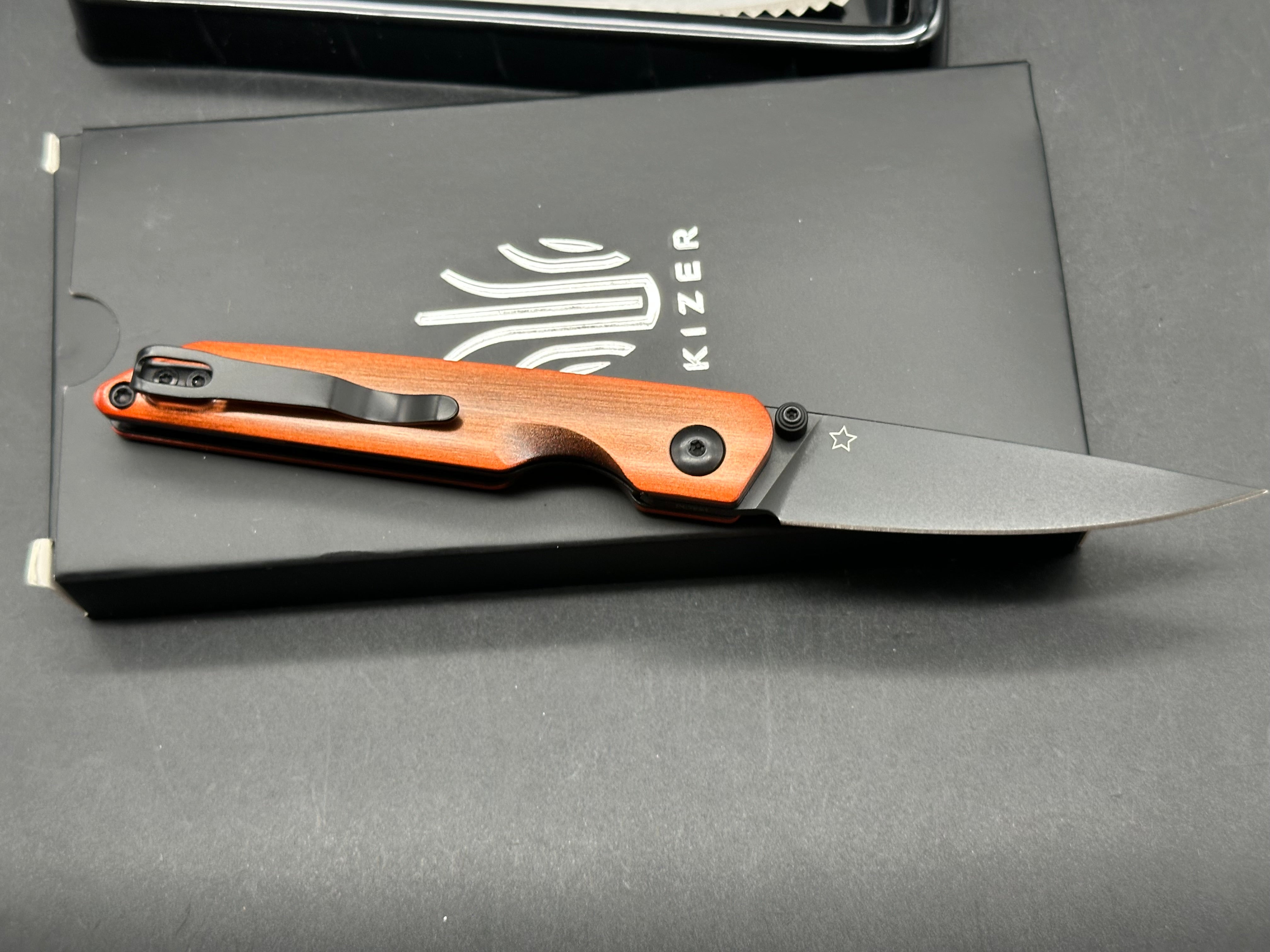 Kizer Shot Folding Knife Copper Aluminum Handle 154CM Plain Edge