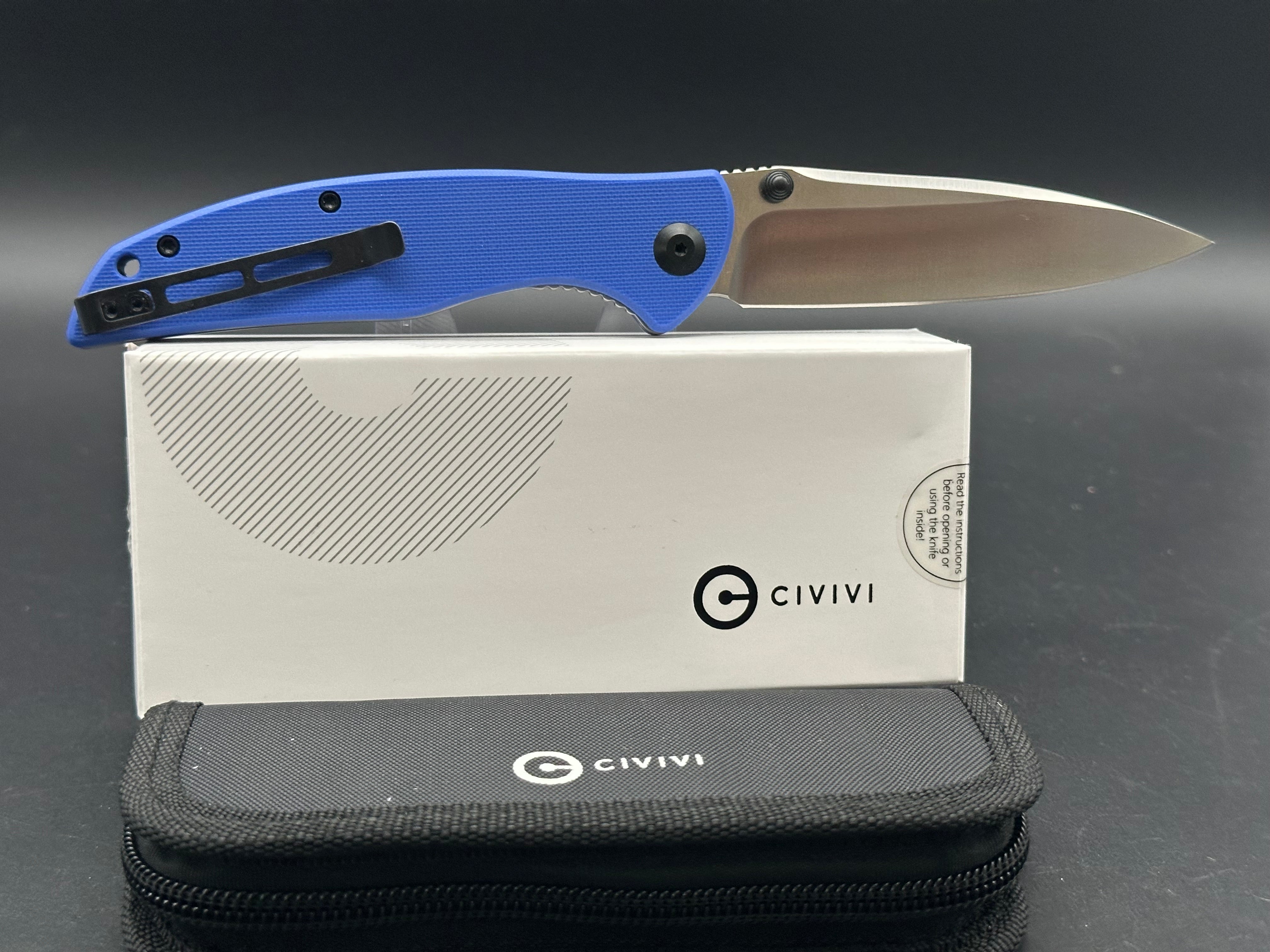 CIVIVI GOVERNOR LINER LOCK POCKET KNIFE BLUE G10 HANDLE PLAIN D2 BLADE C911B