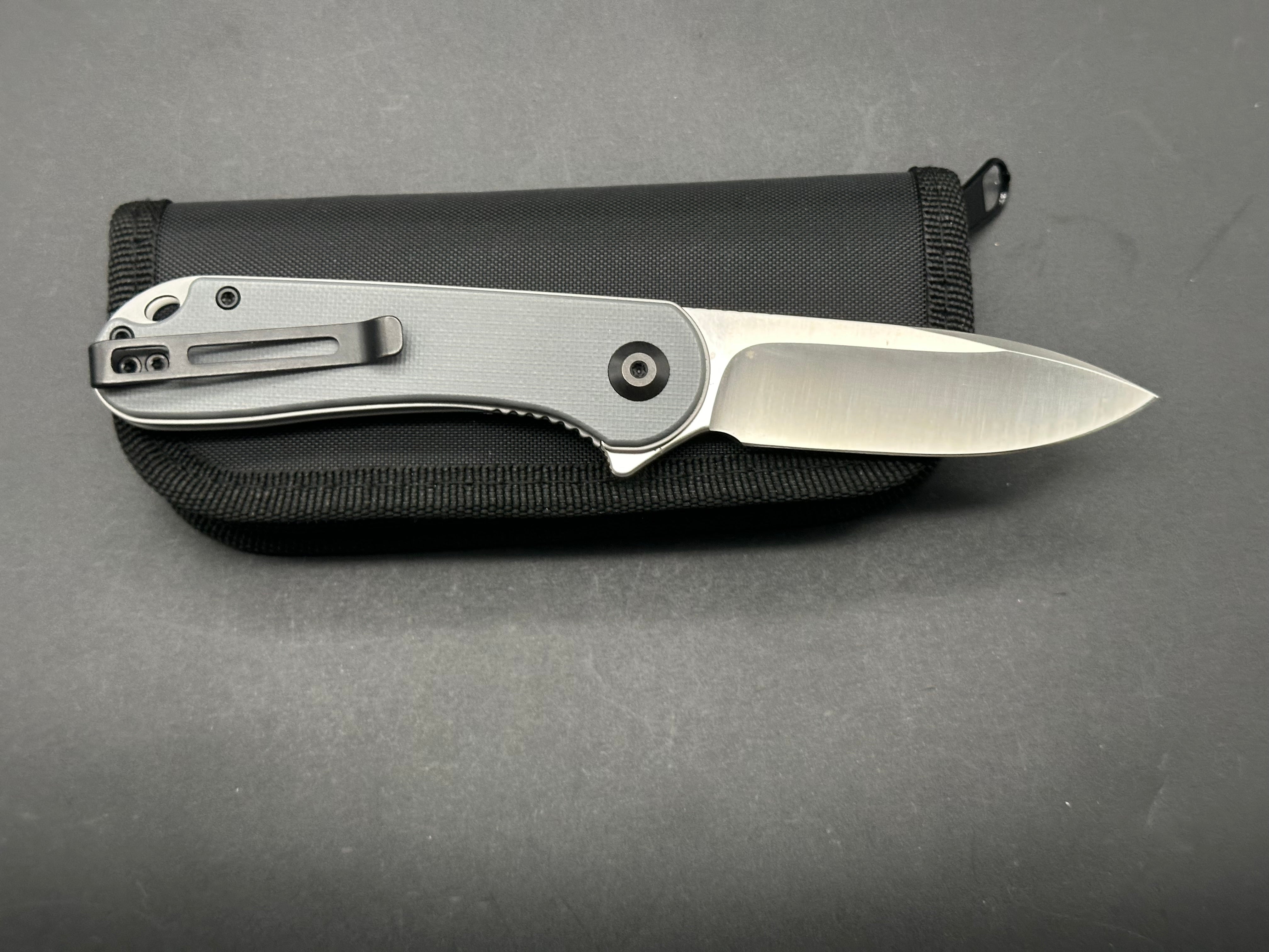 CIVIVI ELEMENTUM LINER LOCK KNIFE GRAY G10 HANDLE PLAIN CHINESE D2 BLADE