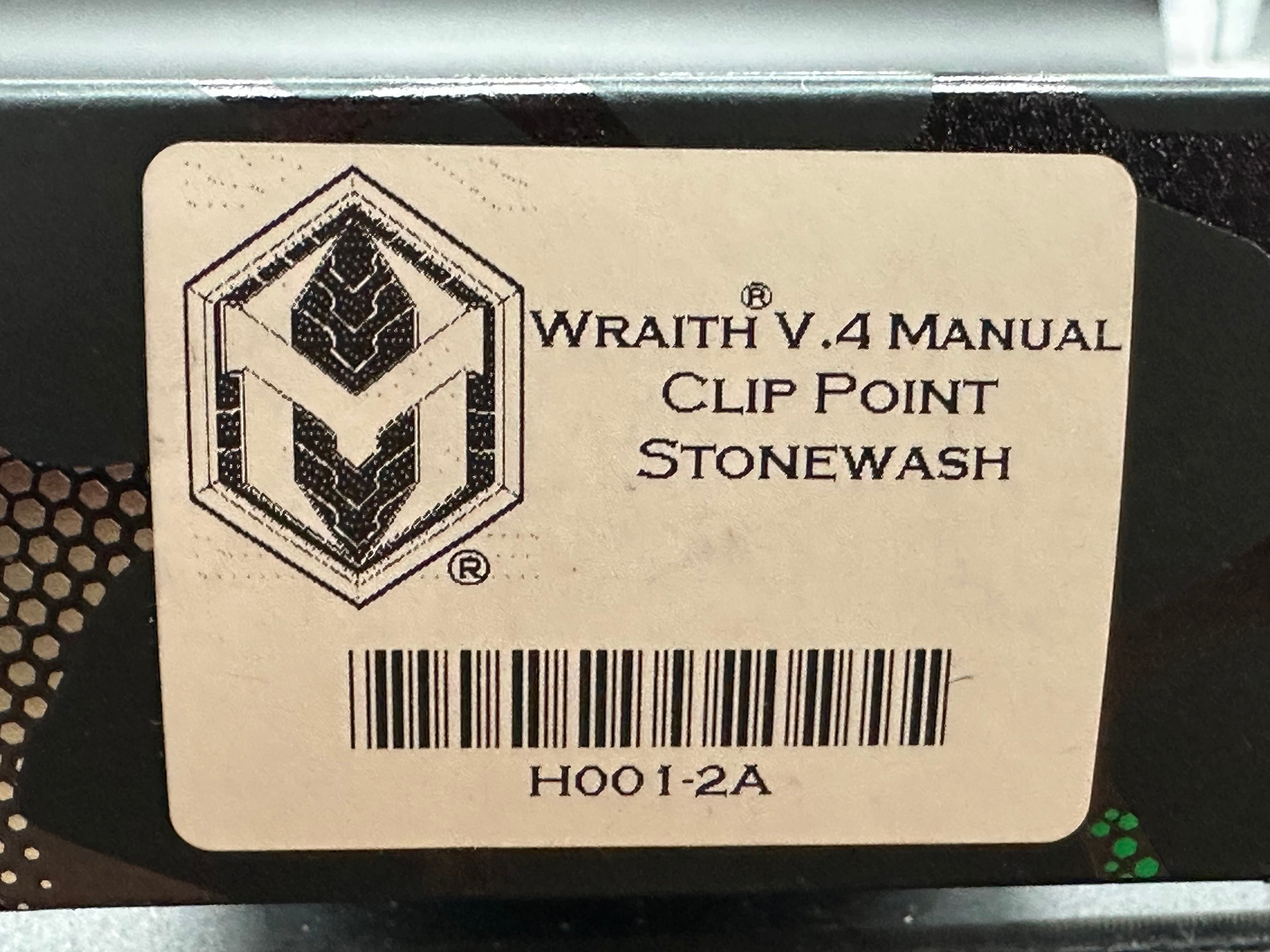 Heretic Wraith V4 Manual, 3.625" MagnaCut Stonewash Blade with Black Gripped Aluminun Scales