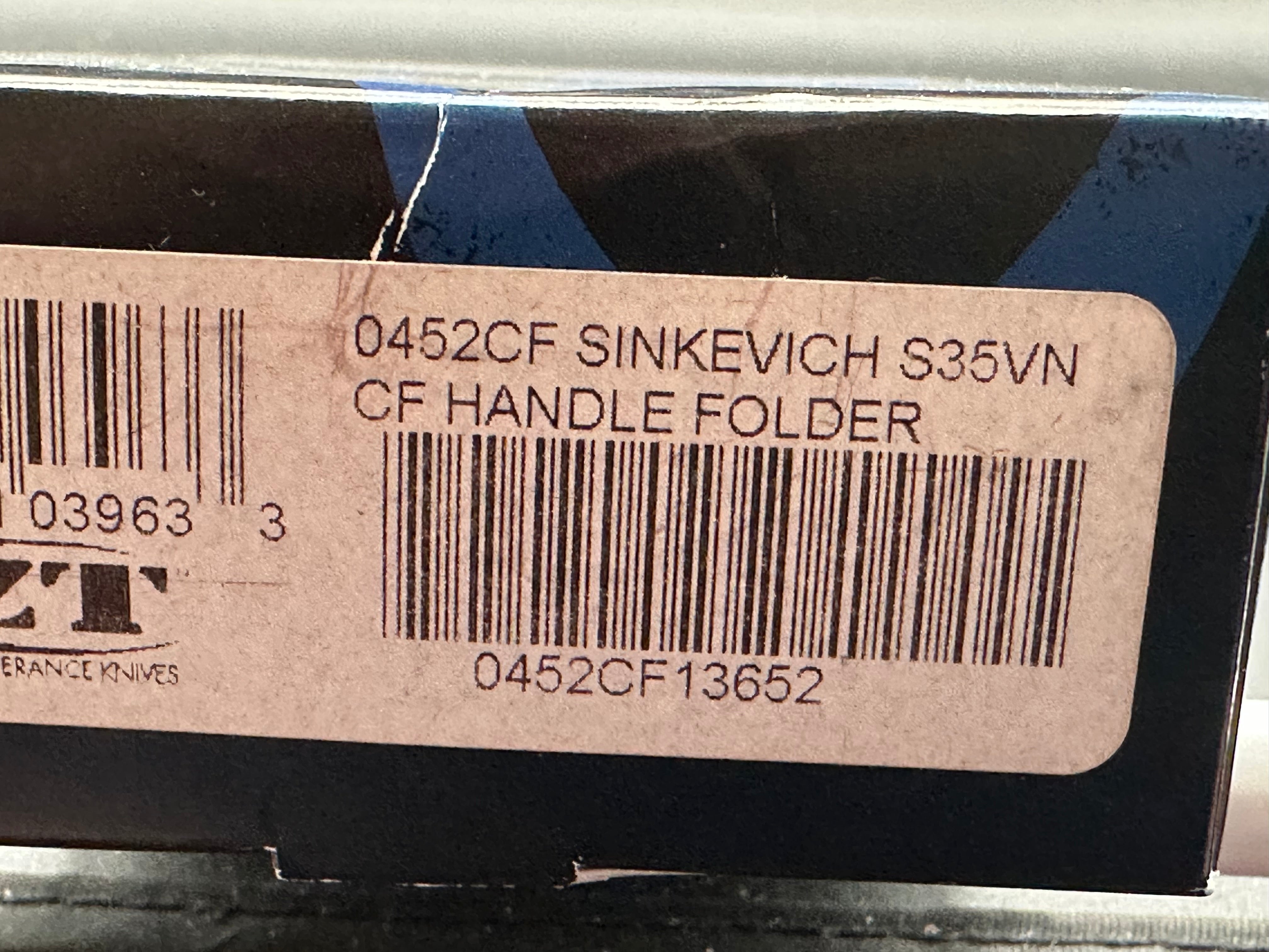 Zero Tolerance Sinkevich 0452, S35VN blade satin tumbled, carbon fiber handle