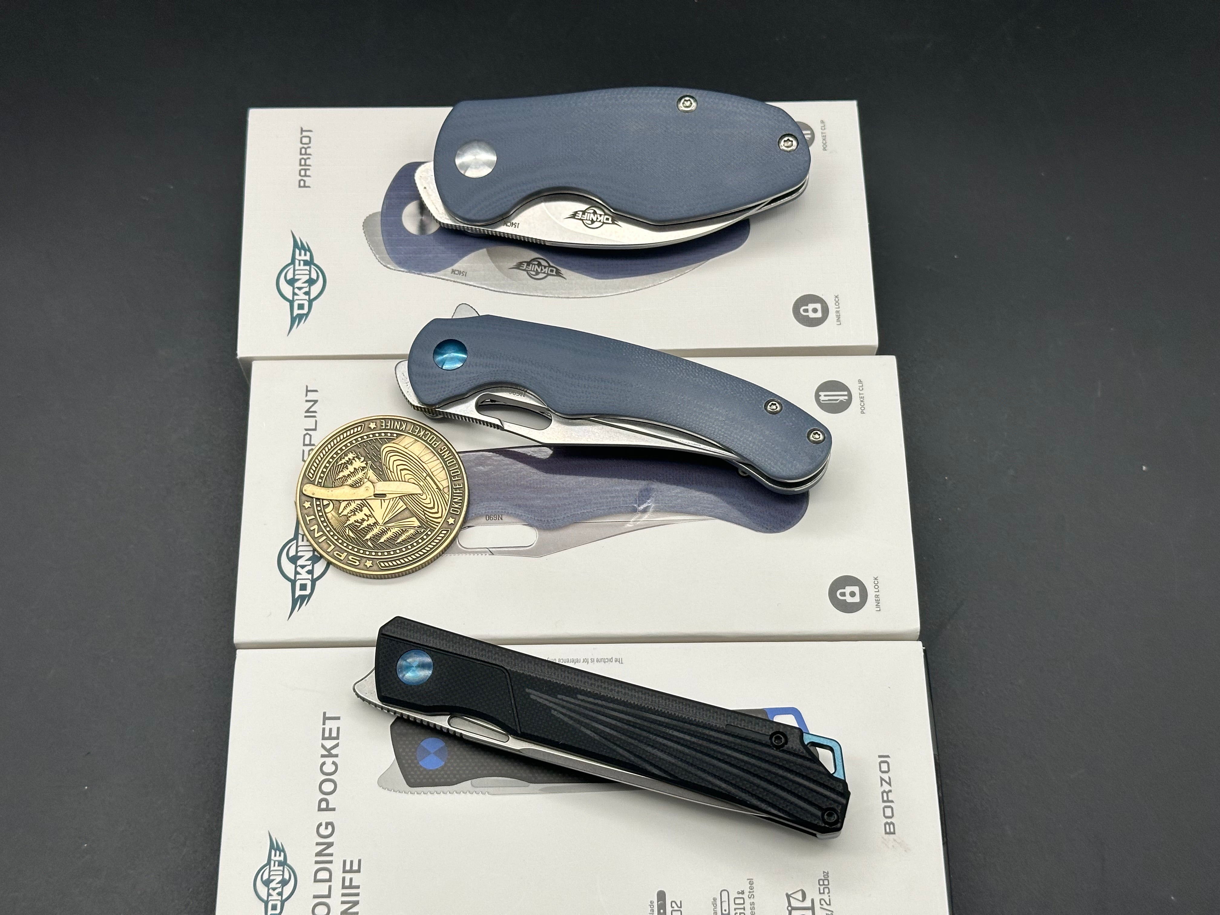 Olight Oknife 3 knife bundle Splint , Borzoi , Parrot knives