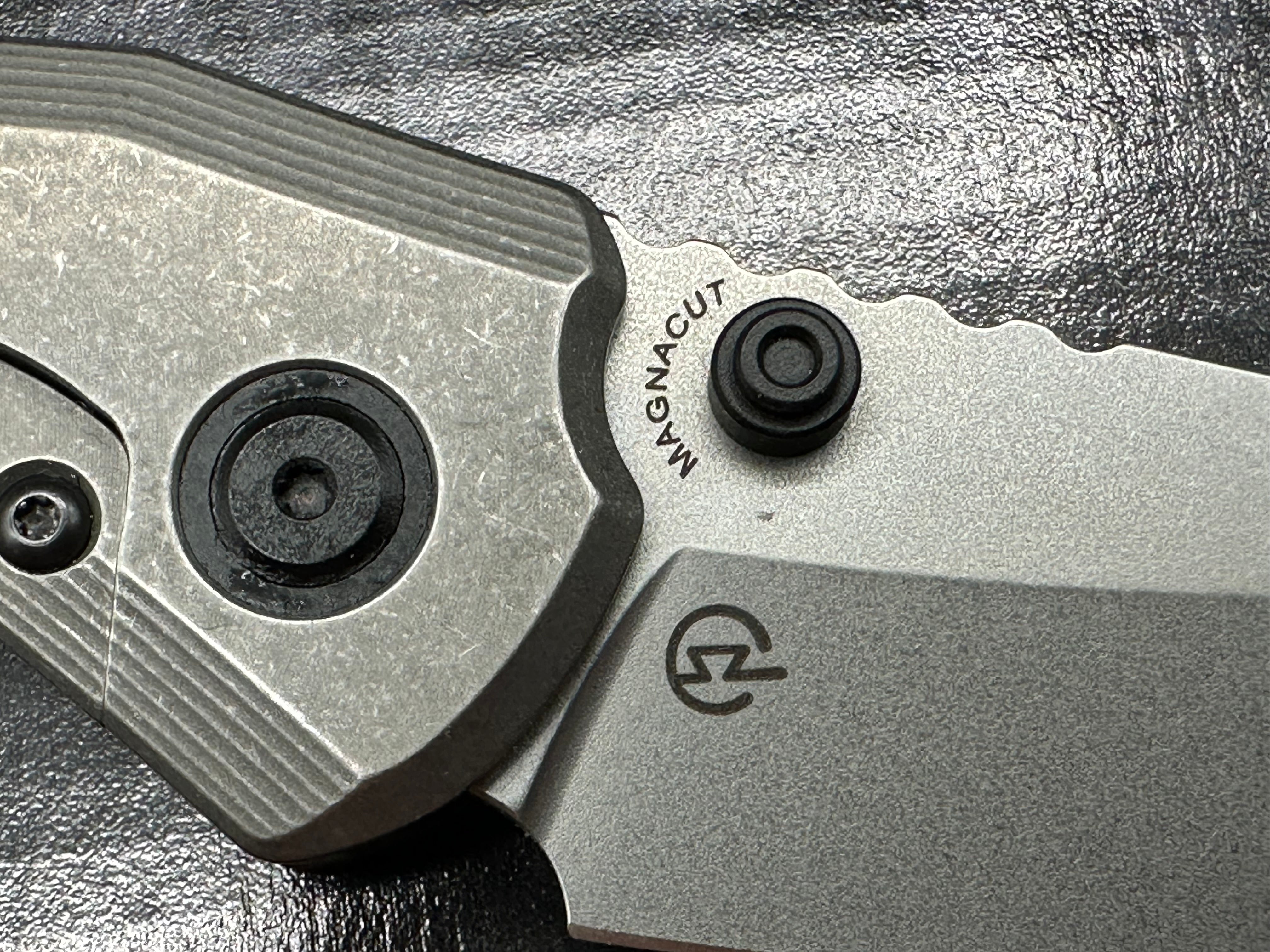 Millit Overland, 3.17" CPM MagnaCut Stonewash Blade w/Carbon Fiber and Dark Stonewash Titanium Frame Lock Scales
