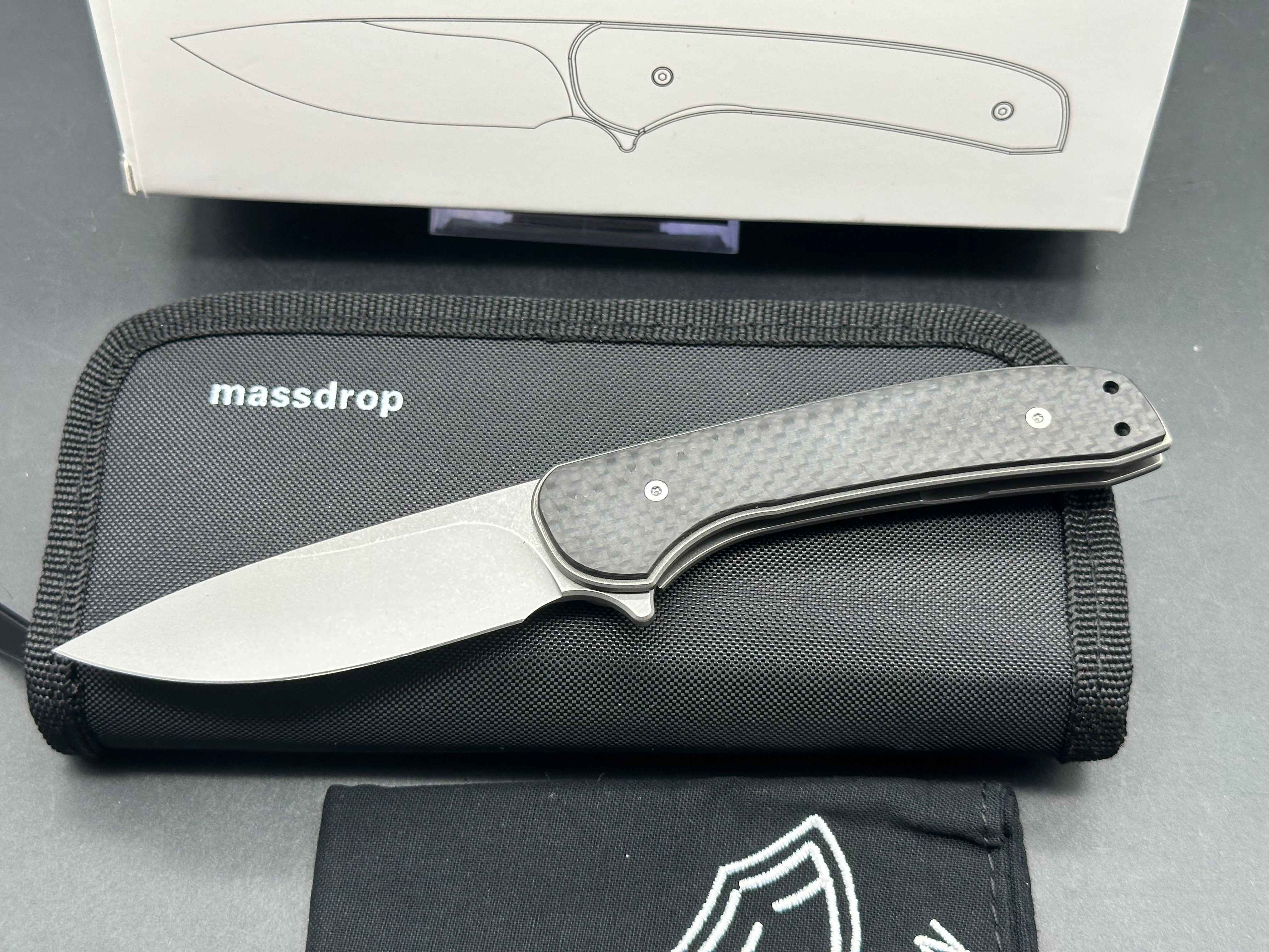 Massdrop Ferrum Forge Gent, S35VN stonewash blade, carbon fiber handle