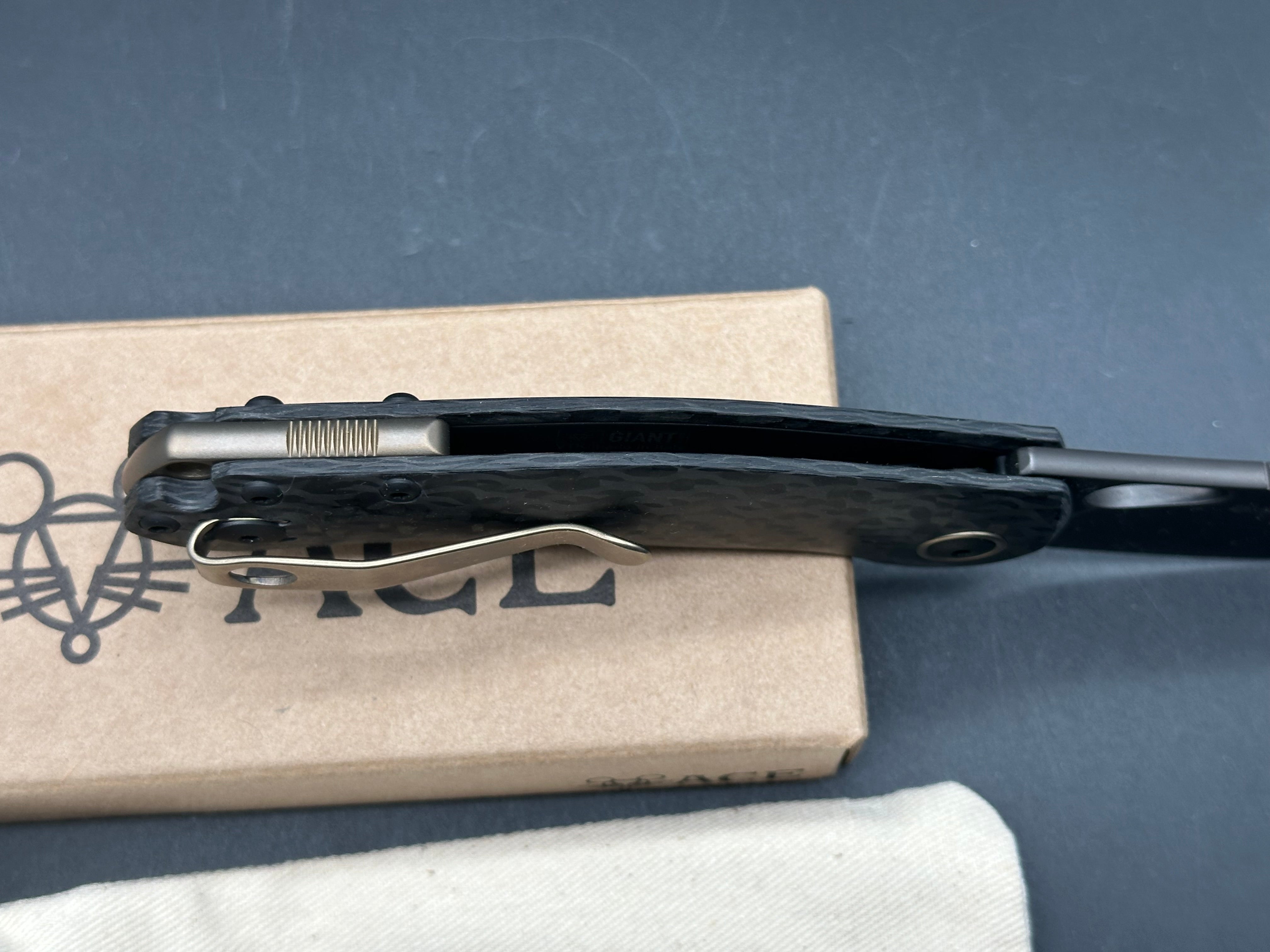 Ace Biblio XL Lynch Northwest Exclusive, Blackwashed CPM-Magnacut PVD Blade, Contoured Carbon Fiber Handles