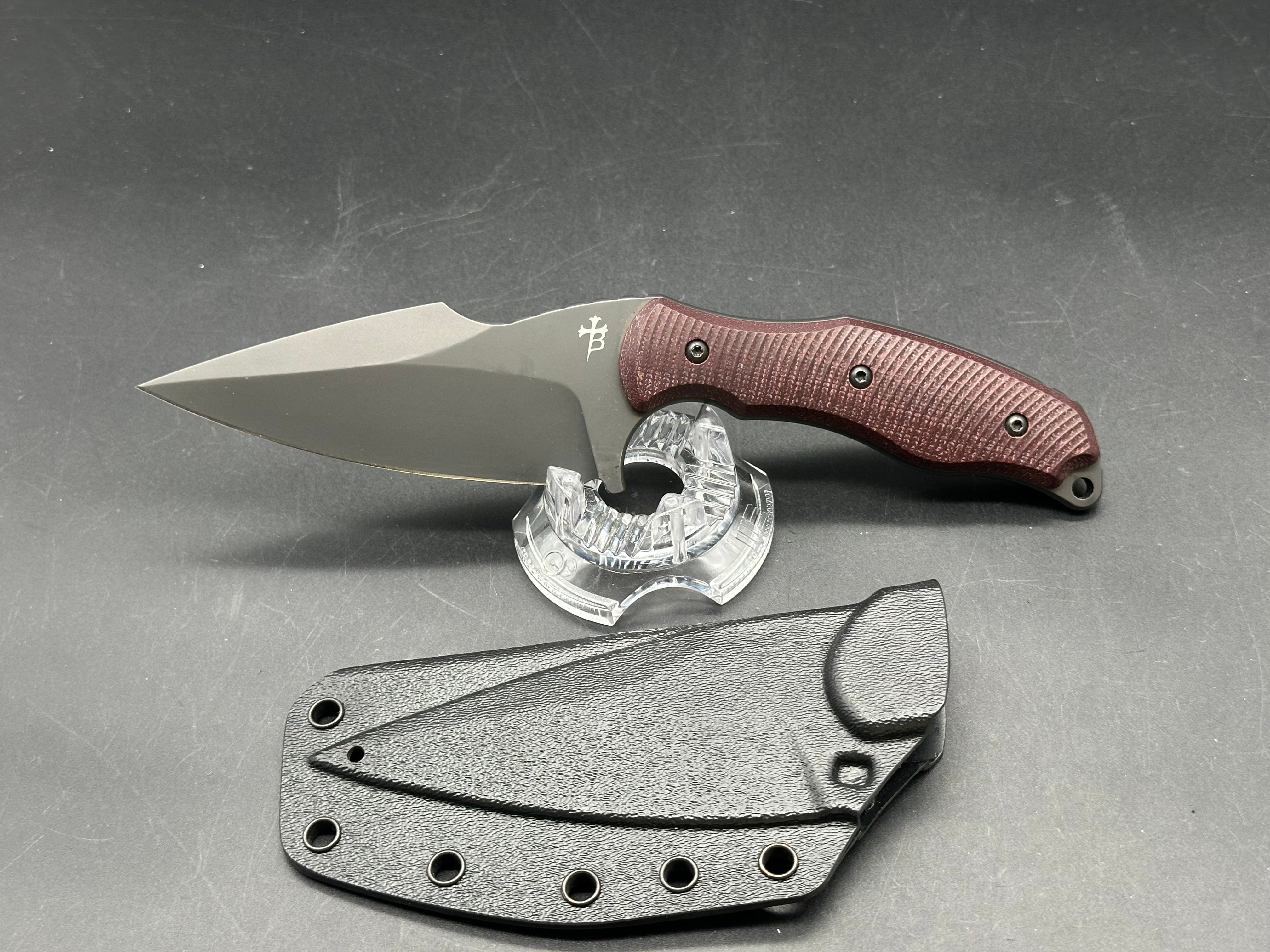 Fox Borka SB1 Fixed Blade Maroon G10 handles
