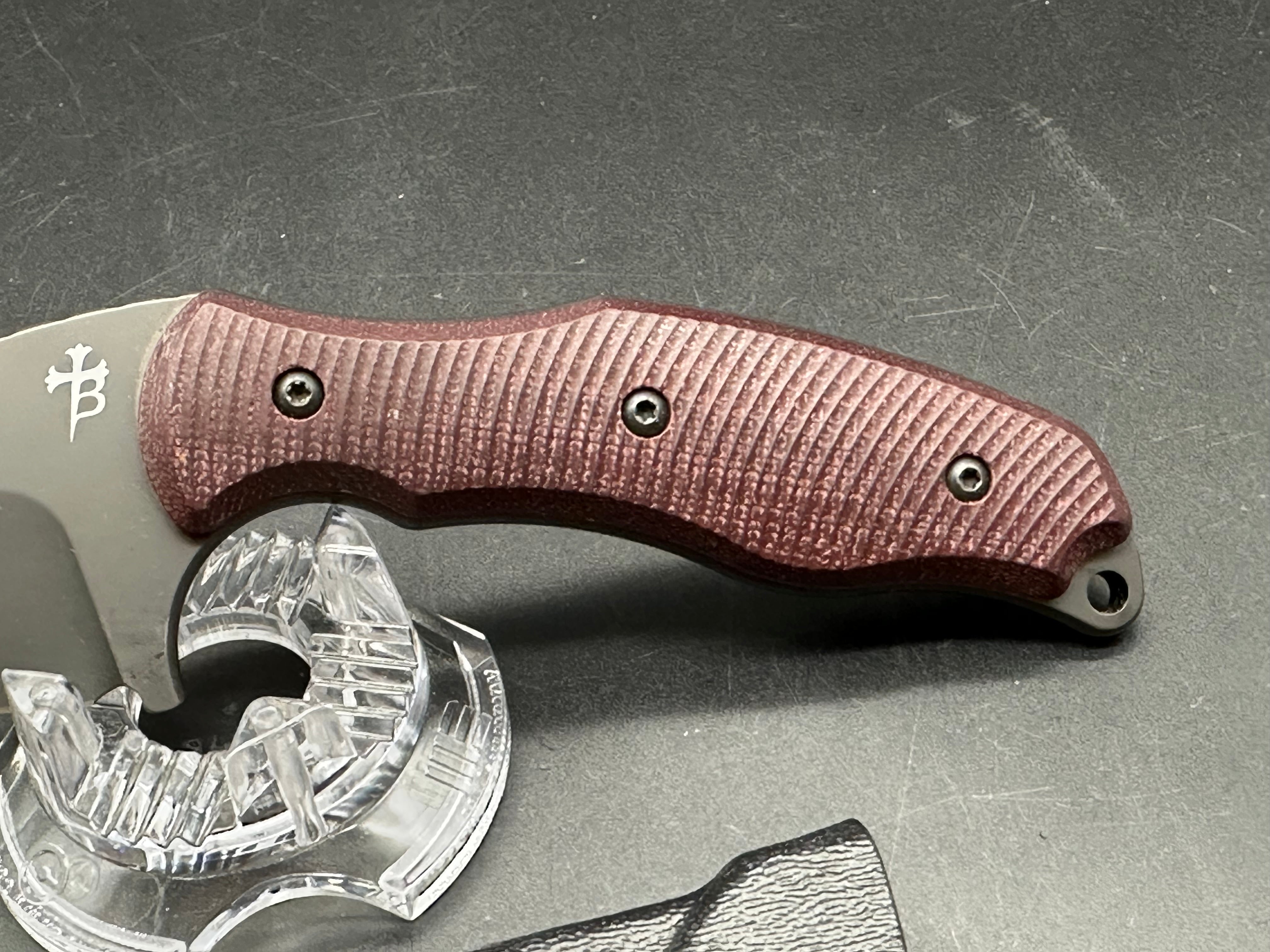 Fox Borka SB1 Fixed Blade Maroon G10 handles