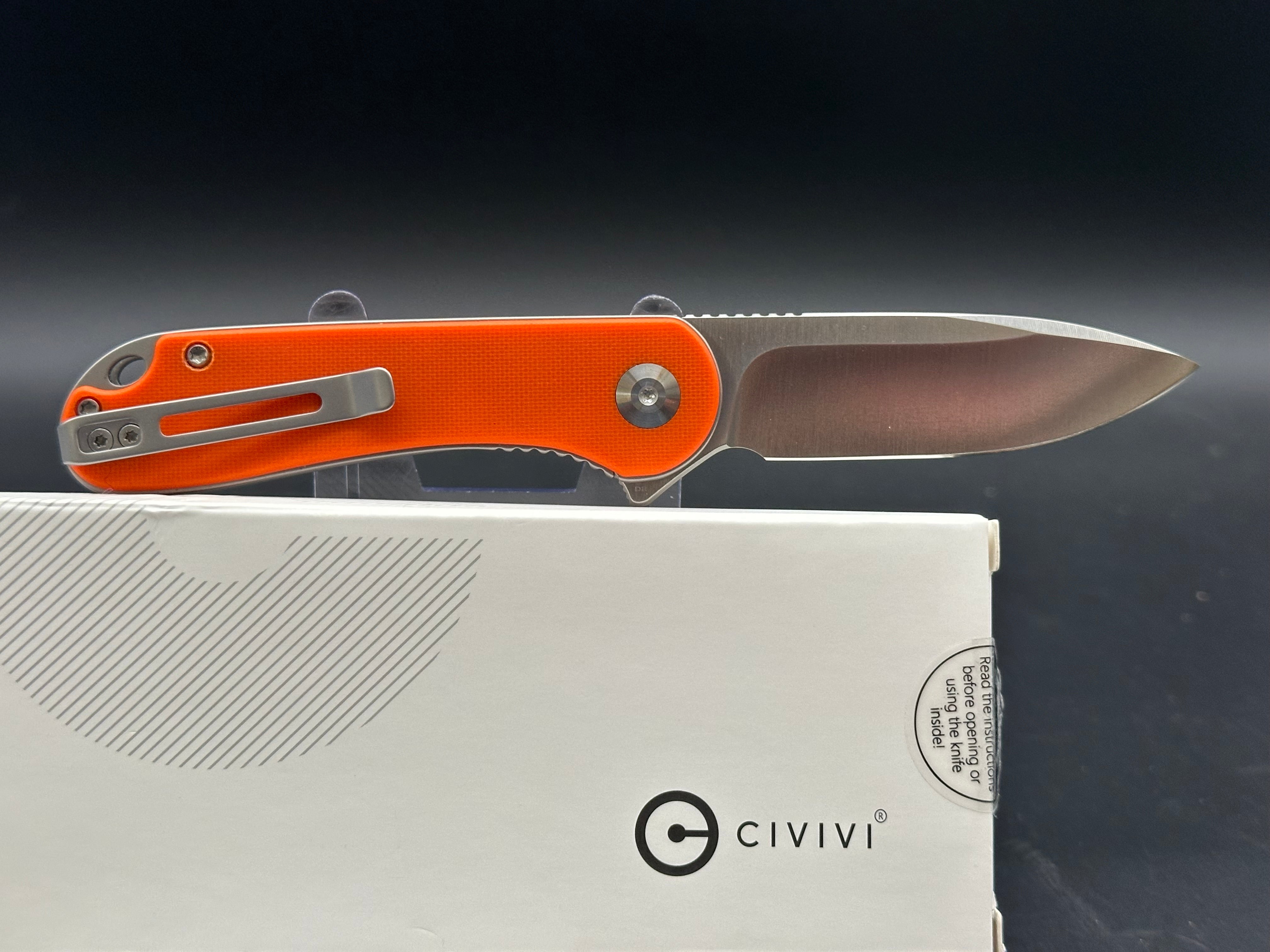 CIVIVI ELEMENTUM LINER LOCK KNIFE ORANGE G10 HANDLE PLAIN EDGE D2 BLADE