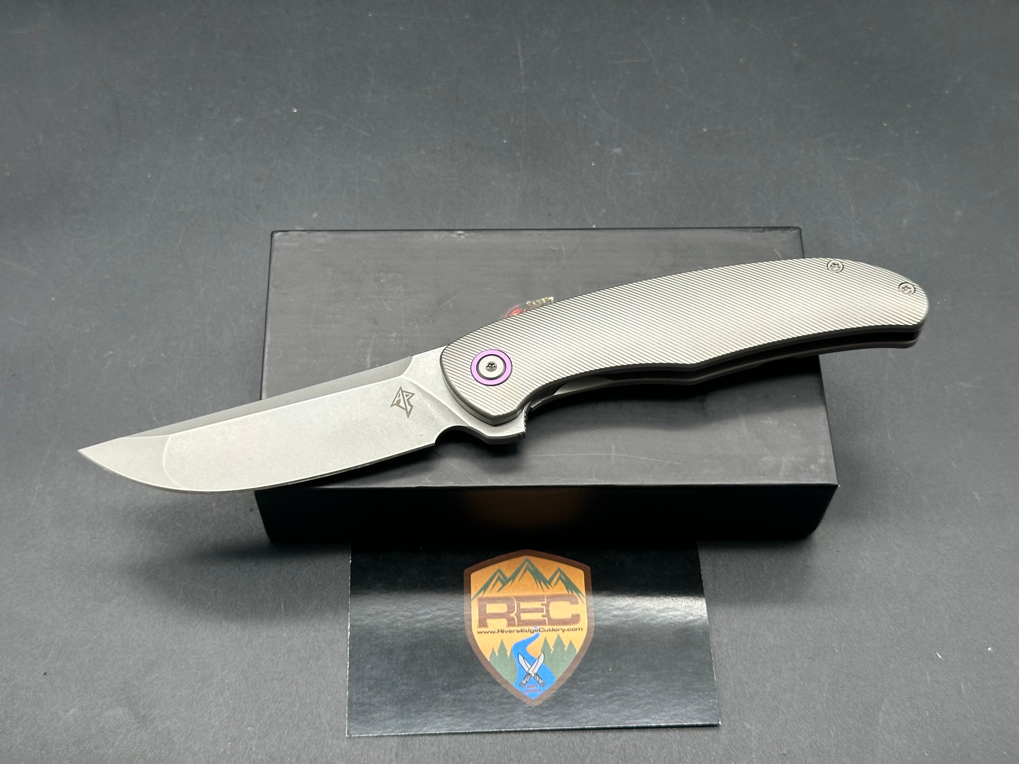 A Purvis Xerx, CPM-20CV stonewash blade, titanium handle