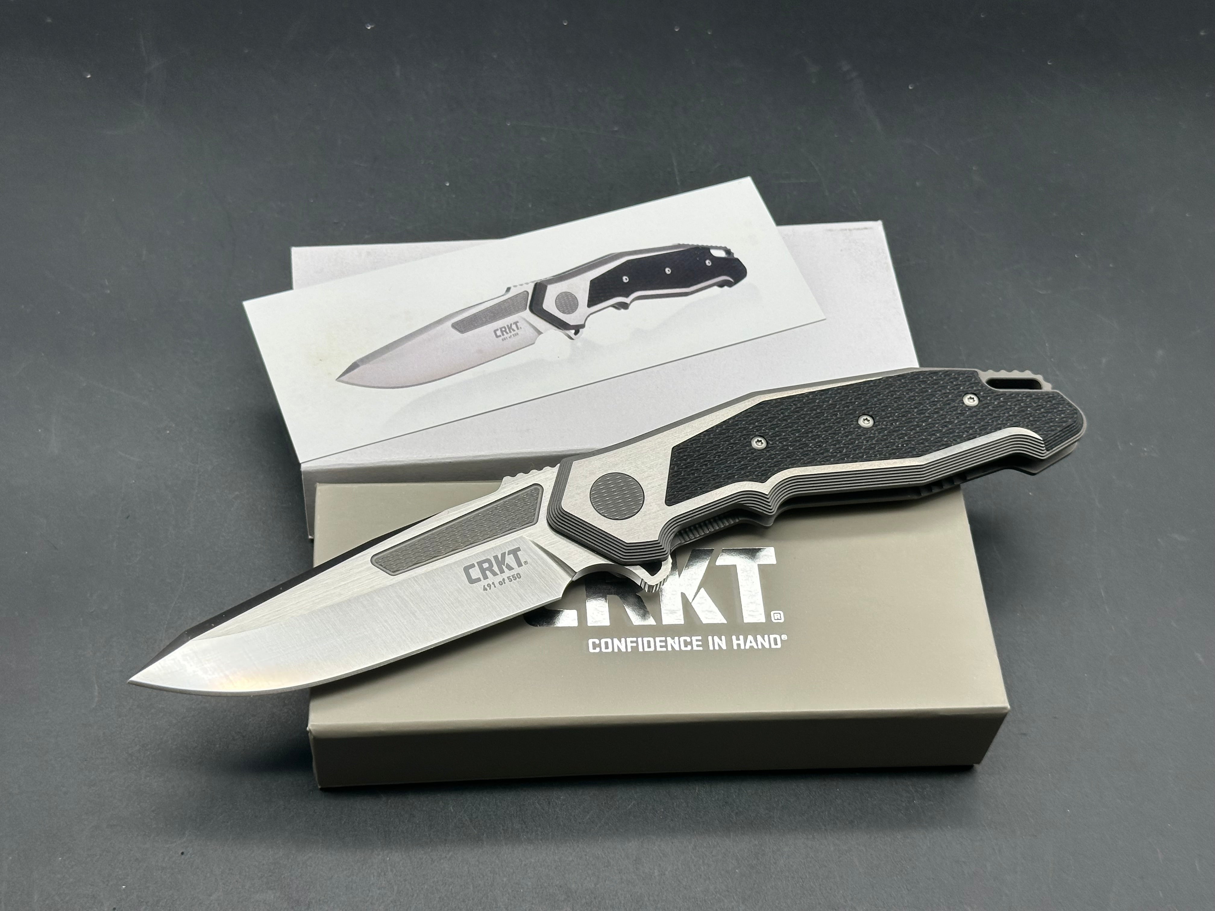 CRKT Panache, Ken Onion design, 491/550, CTS-XHP blade, titanium handle with carbon fiber inlays