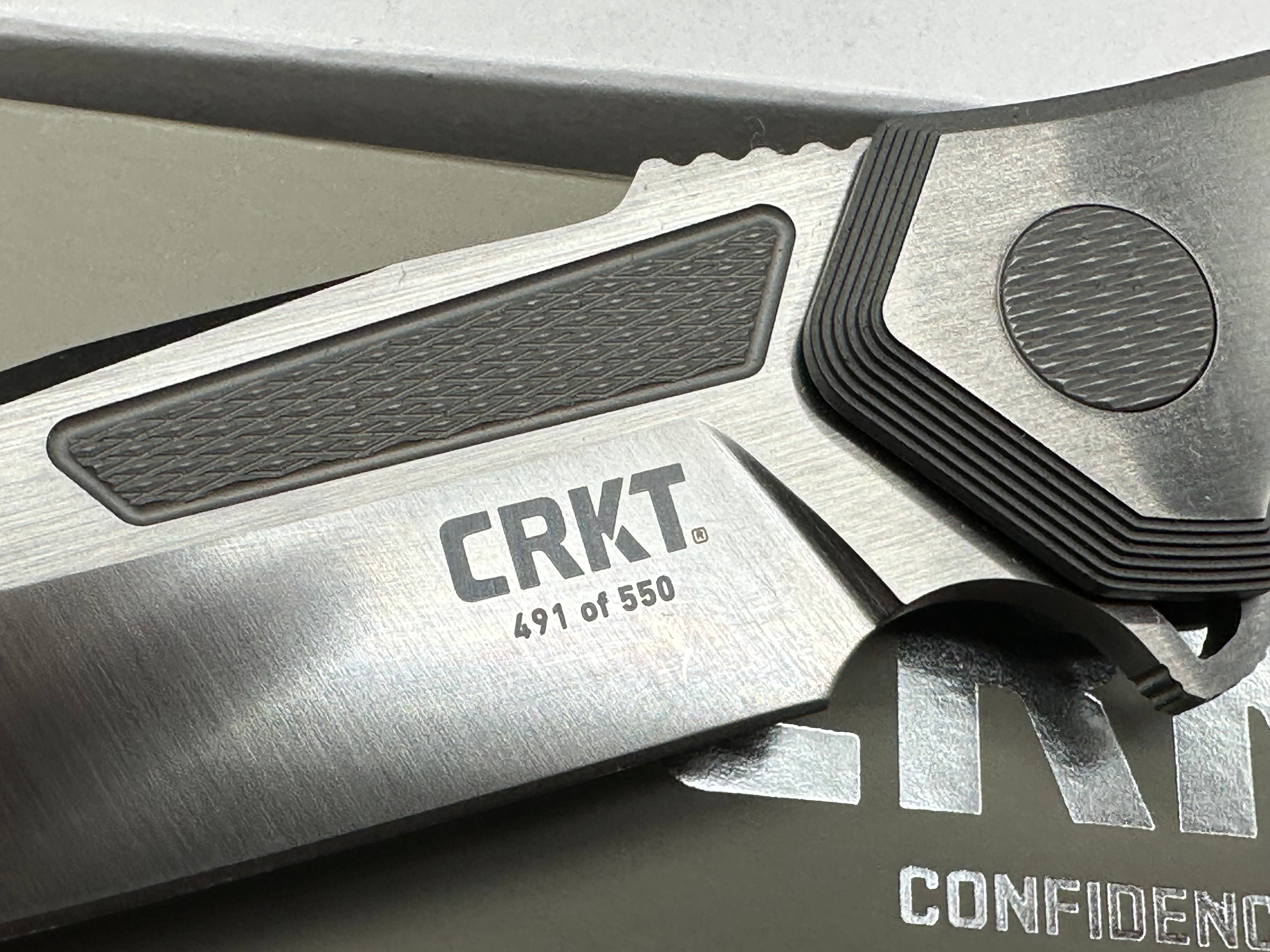 CRKT Panache, Ken Onion design, 491/550, CTS-XHP blade, titanium handle with carbon fiber inlays