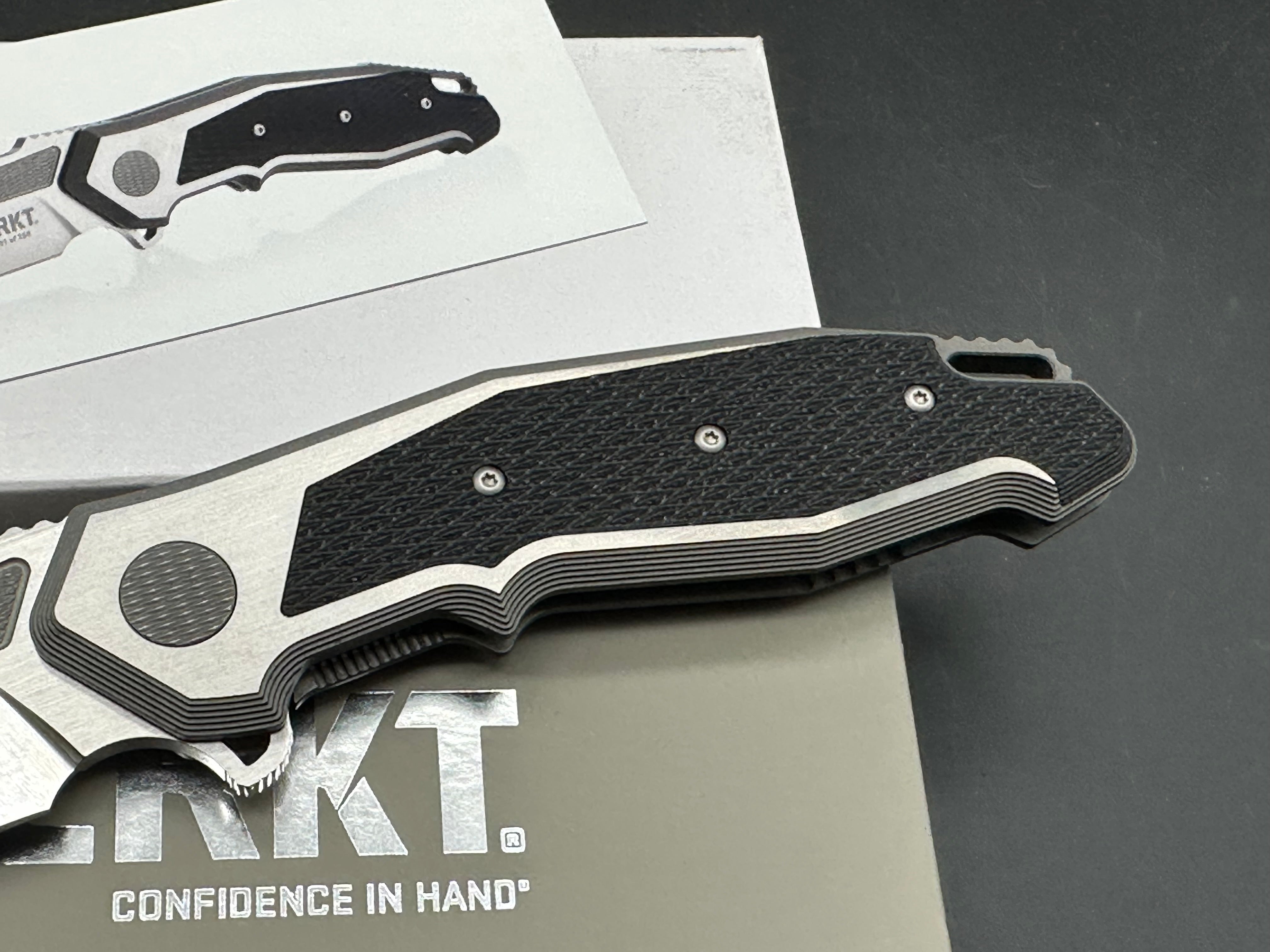 CRKT Panache, Ken Onion design, 491/550, CTS-XHP blade, titanium handle with carbon fiber inlays