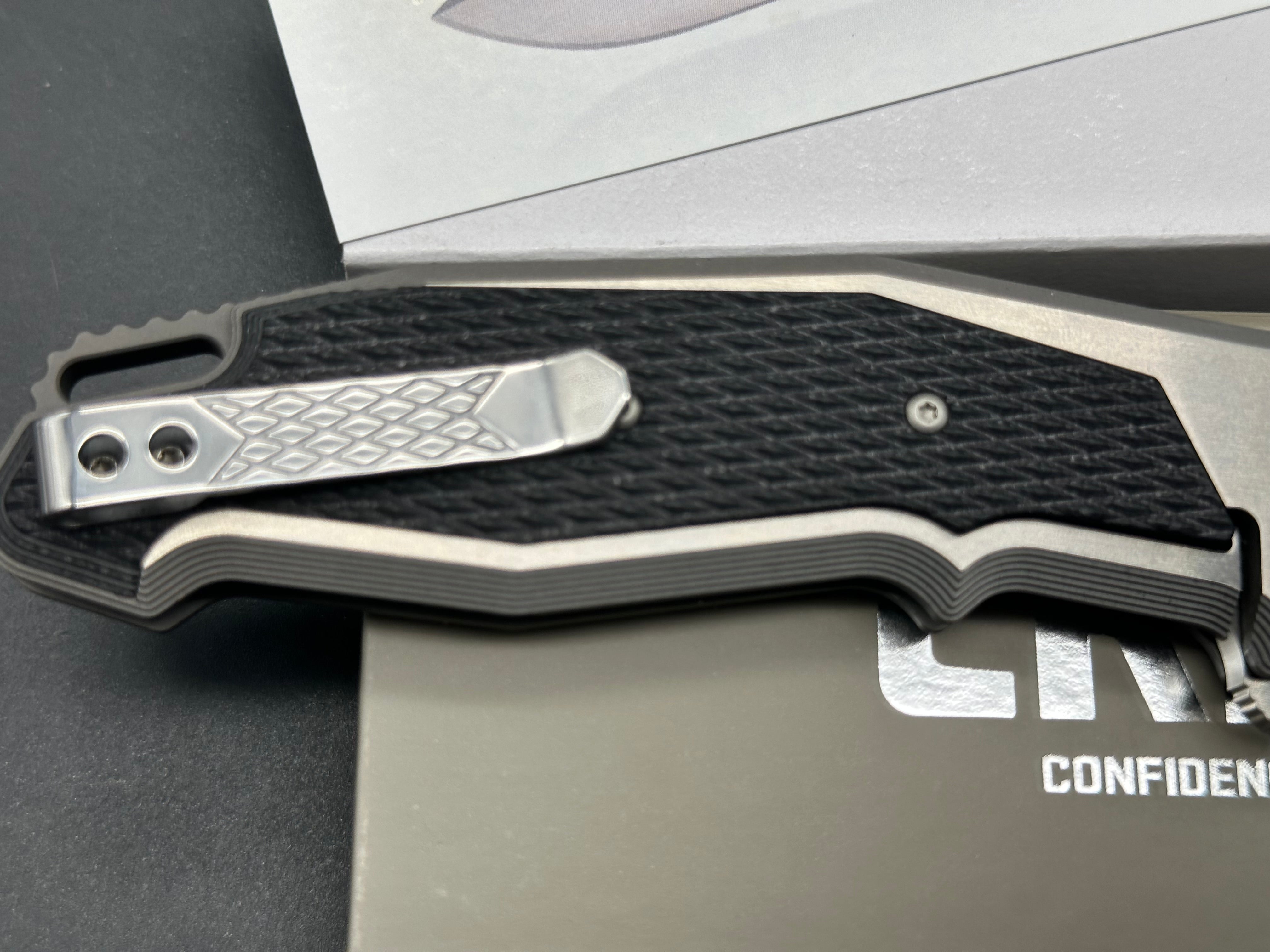 CRKT Panache, Ken Onion design, 491/550, CTS-XHP blade, titanium handle with carbon fiber inlays