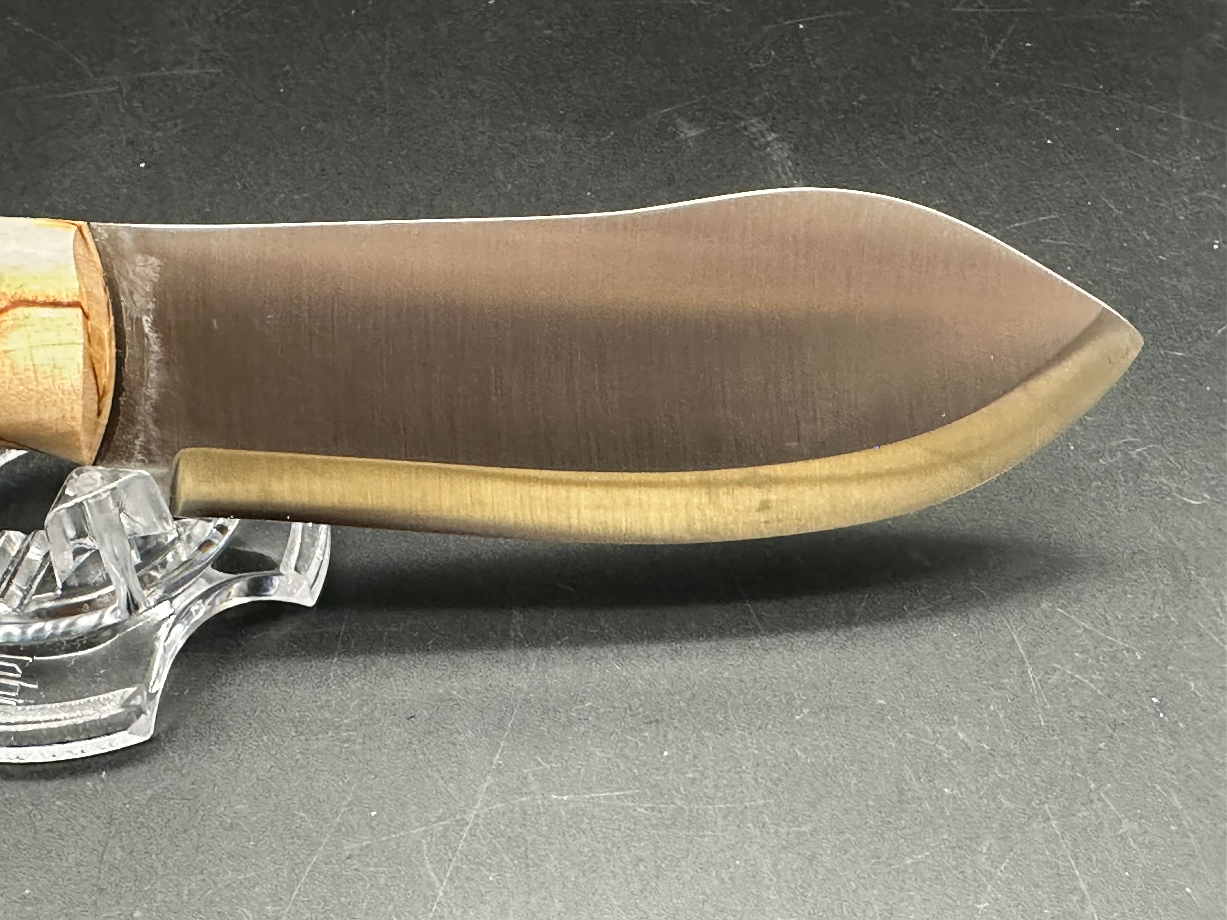 Joker Nessmuk fixed blade knife Curly Birch handle