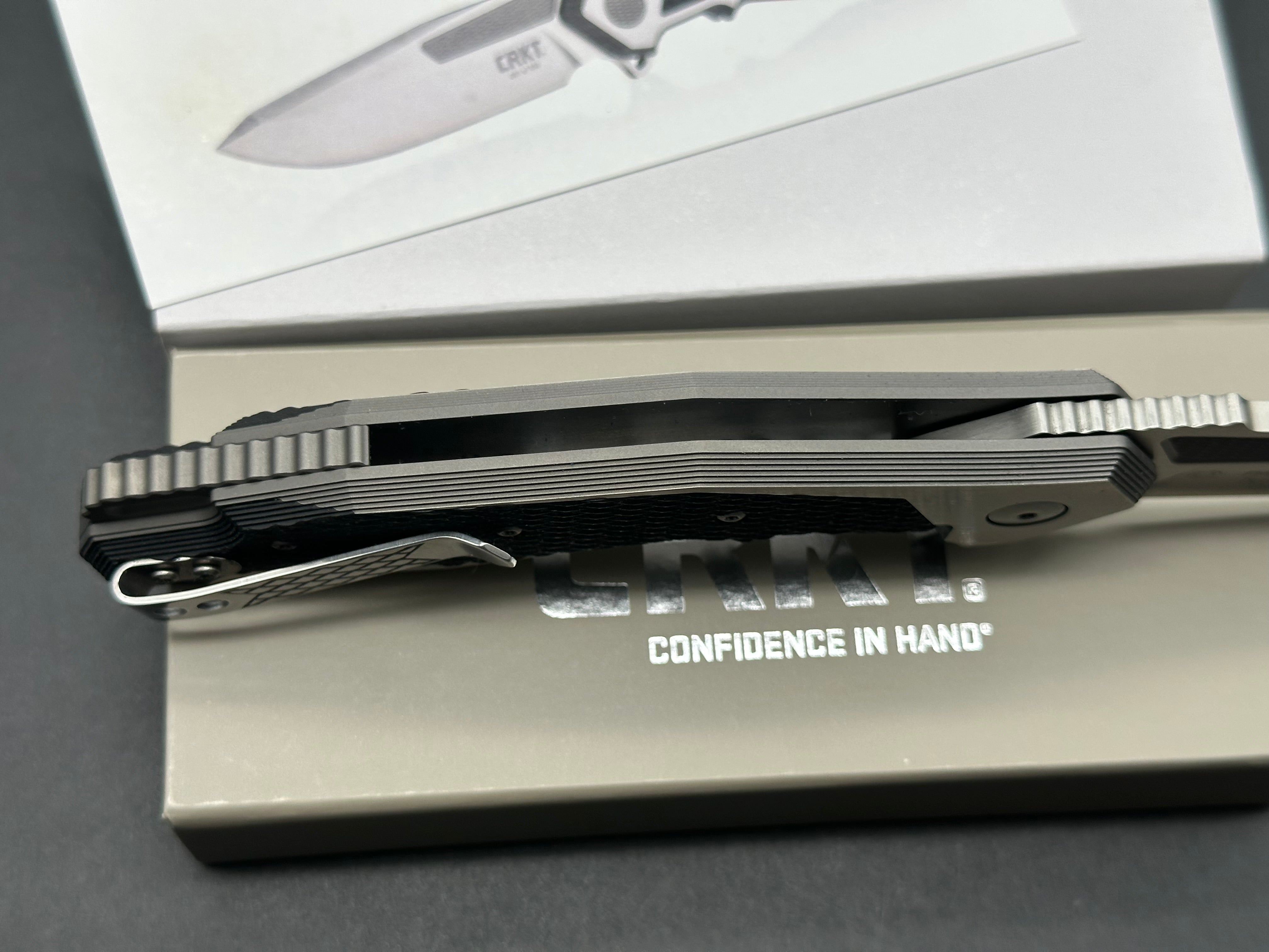 CRKT Panache, Ken Onion design, 491/550, CTS-XHP blade, titanium handle with carbon fiber inlays